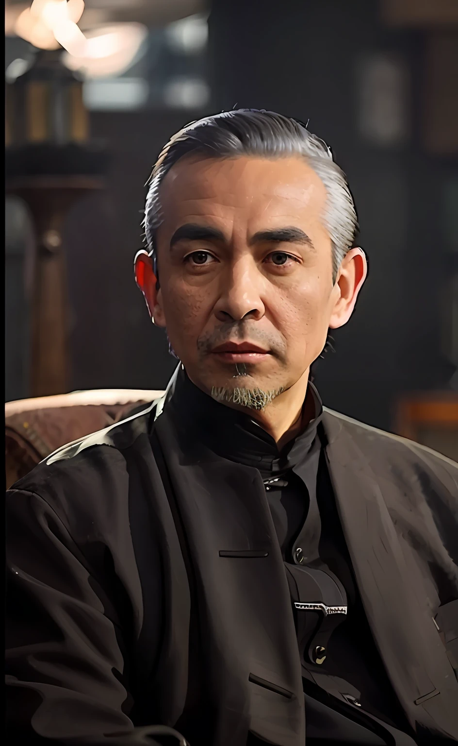 arafed man with a black jacket and a black tie, inspired by Li Tiefu, Inspired by Cao Zhibai, inspired by Zhang Lu, inspired by Chen Daofu, inspired by Dong Yuan, inspired by Zhang Wo, inspired by Li Shixing, song nan li, inspired by Zhao Mengfu, Liang Xing, bo feng