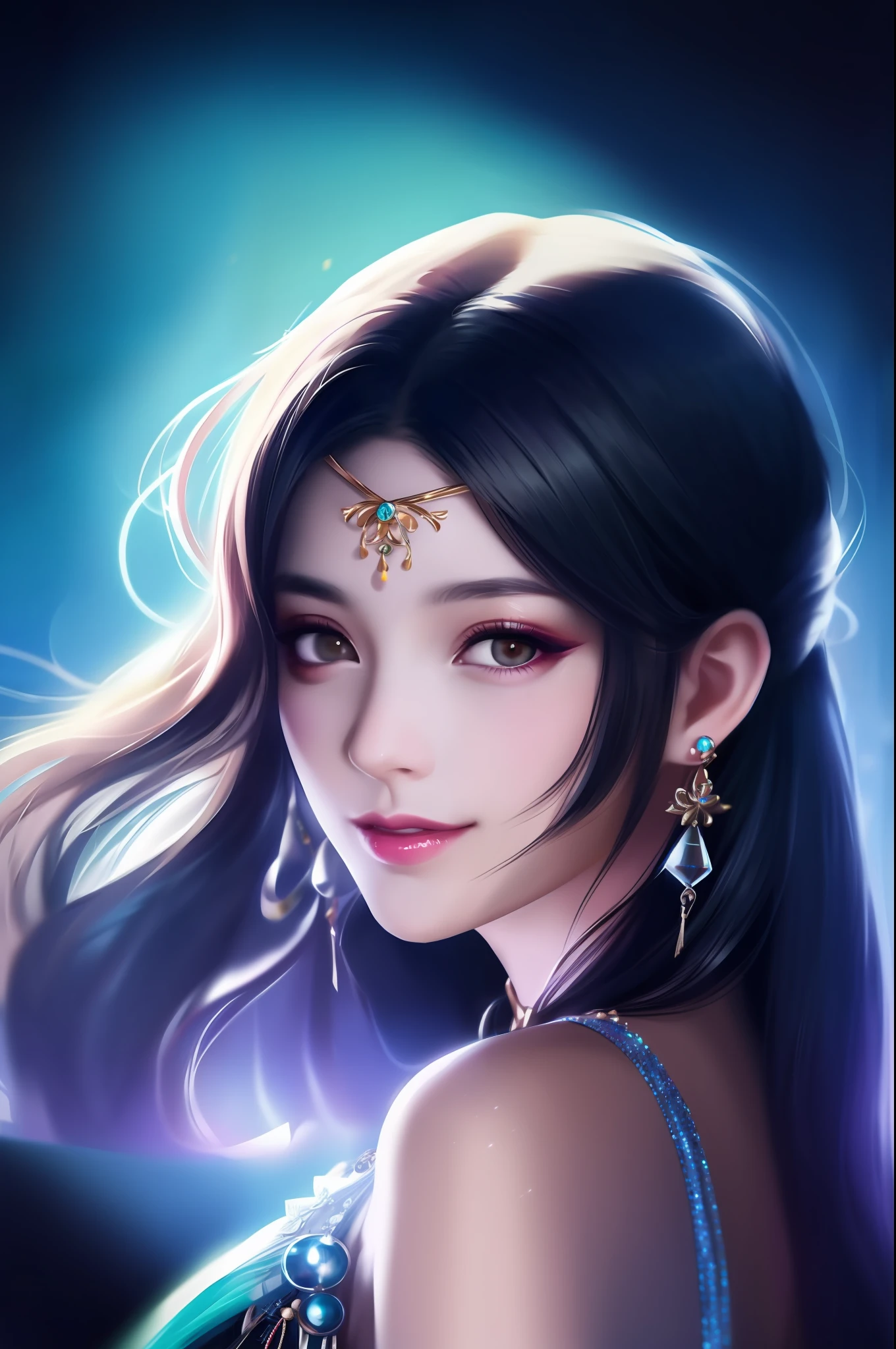 best quality, masterpiece, highres, 1girl, transparent silk china dress, beautiful face, hair ornament, looking at viewer, smile, closed mouth,lips, dress,hair ornament, necklace, jewelry, long hair, earrings, Beautiful face,upon_body, tyndall effect,photorealistic, dark studio, rim lighting, two tone lighting,(high detailed skin:1.2), 8k uhd, dslr, soft lighting, high quality, volumetric lighting, candid, Photograph, high resolution, 4k, 8k, Bokeh