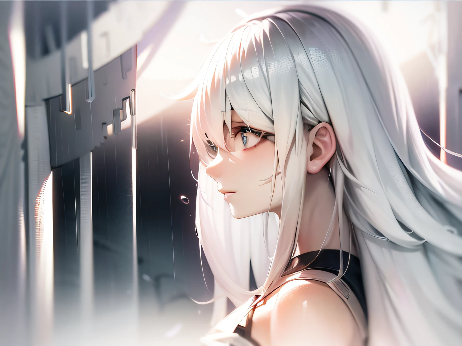 anime girl with long white hair and blue eyes standing in the rain, Anime art wallpaper 8 K, Anime art wallpaper 4k, Anime art wallpaper 4 K, 4k anime wallpaper, Anime wallpaper 4 k, Anime wallpaper 4k, style of anime4 K, Girl with white hair, 4k manga wallpapers, Best anime 4k konachan wallpaper