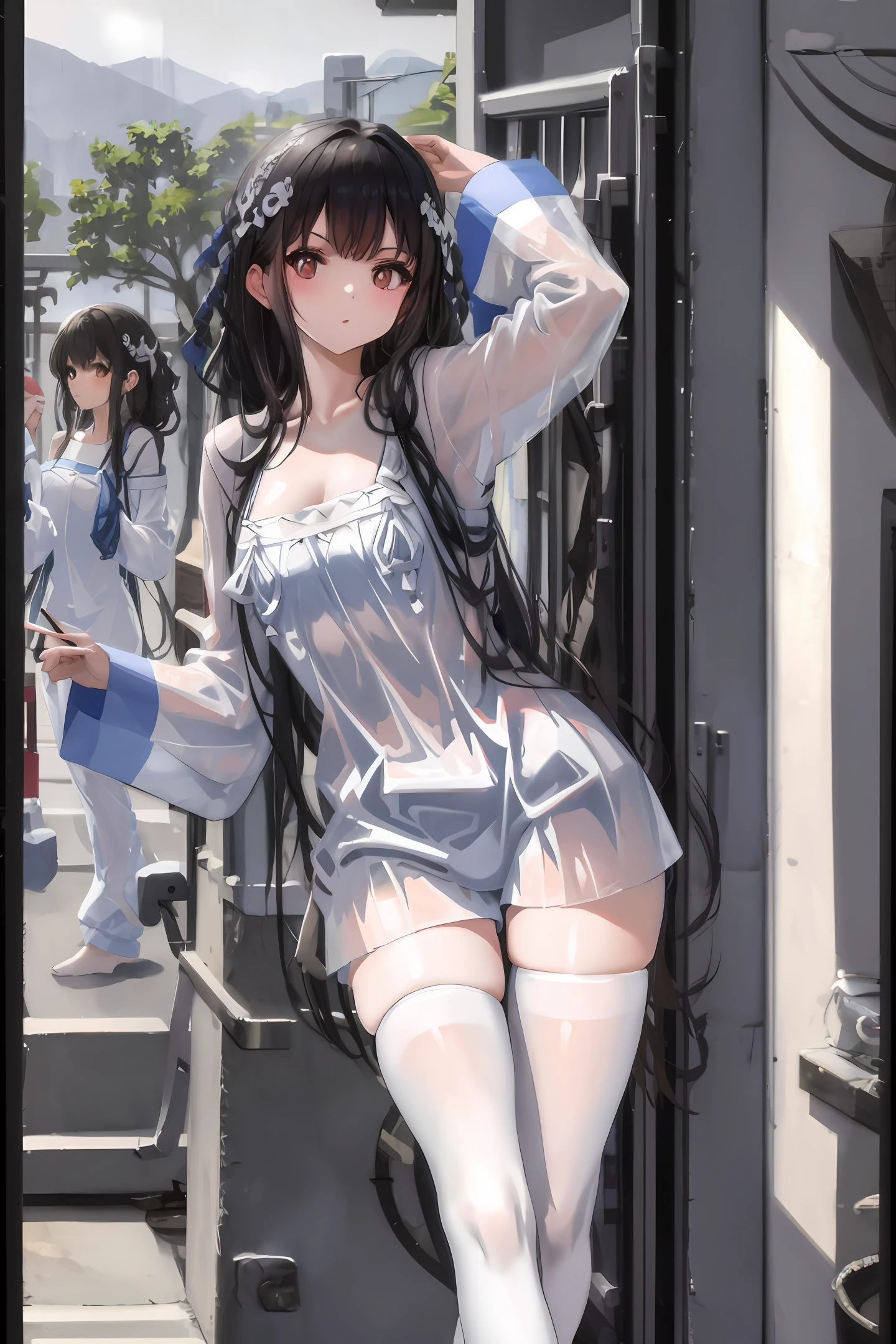 White transparent sexy pajamas, girls