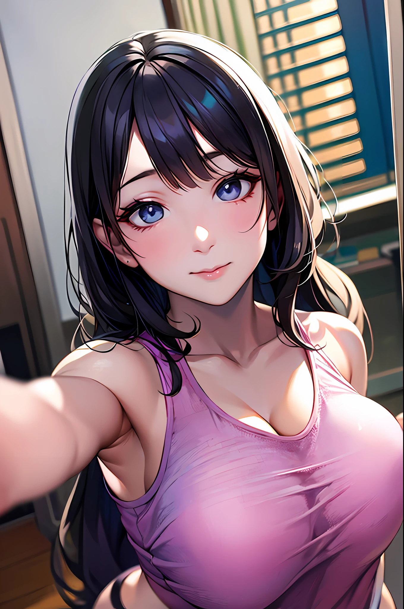 Dressing、(Photo-reality:1.4)、(Hyper-realistic:1.4)、(Real Scene:1.3)、
(Smooth lighting:1.05)、(increase cinematic lighting quality:0.9)、32 k、
1girl huge large breasts、20岁女孩、realistic illumination、The light from the back window is backlighted、Facial light、Ray traching、(Brighten light:1.2)、(enchanced quality:1.4)、
(Top quality true texture skin)、Delicate eyes、Delicate face、
(exhaustion、Sleepy、satisfied:0.0)、closeup of face、Student clothes:1.3、韓国アイドル、乃木坂アイドル、hposing Gravure Idol
(Improvement in interpersonal mood:1.1)、Glow skin、韓国アイドル、乃木坂アイドル、hposing Gravure Idol、selfies,