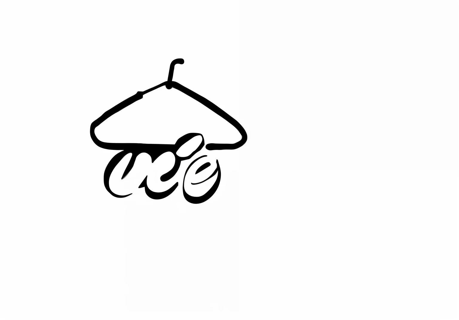 A monochrome line drawing,Logo design,A ginger and a coffee bean hang on top of a hanger,Minimalist,Clean,