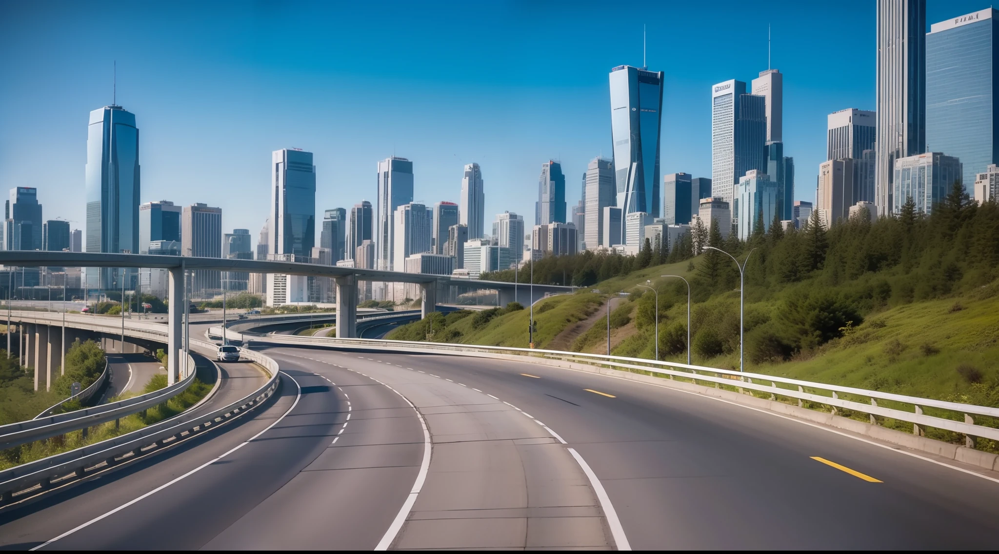 Future city scenic highway，A close-up of a highway，Live photos，8K，Kodak，shutter inventory