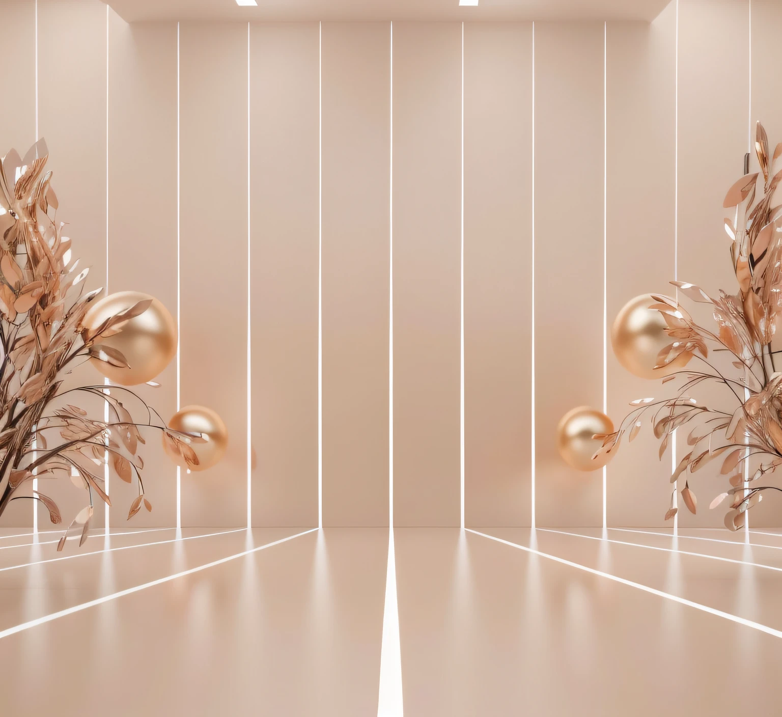 there are many balloons hanging from the ceiling in a room, in style of 3d render, futuristic room background, clean 3 d render, 3 d render even lit, cycles4d render, 3 d render 8 k, 3d render 8k, surreal 3 d render, stylized as a 3d render, ballroom background, animation style render, volumetric lighting futuristic