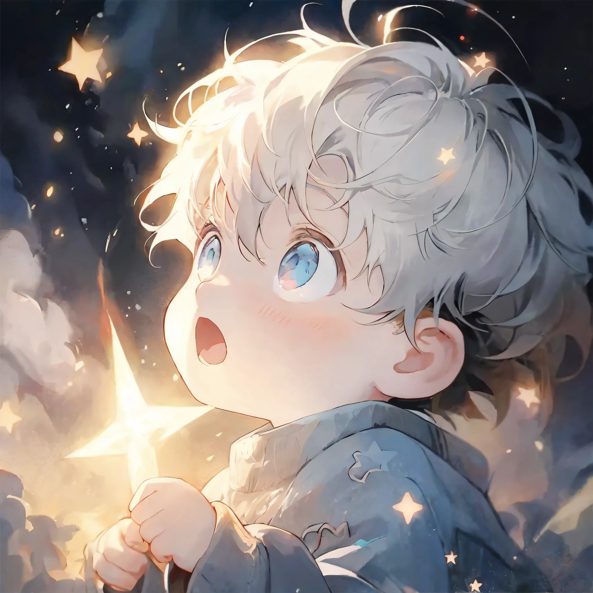Anime boy with stars in his hands, Anime art wallpaper 4k, Guviz-style artwork, Anime art wallpaper 4 K, Anime art wallpaper 8 K, 4k anime wallpaper, 4k manga wallpapers, Cute detailed digital art, Guweiz in Pixiv ArtStation, anime wallaper, Anime wallpaper 4k