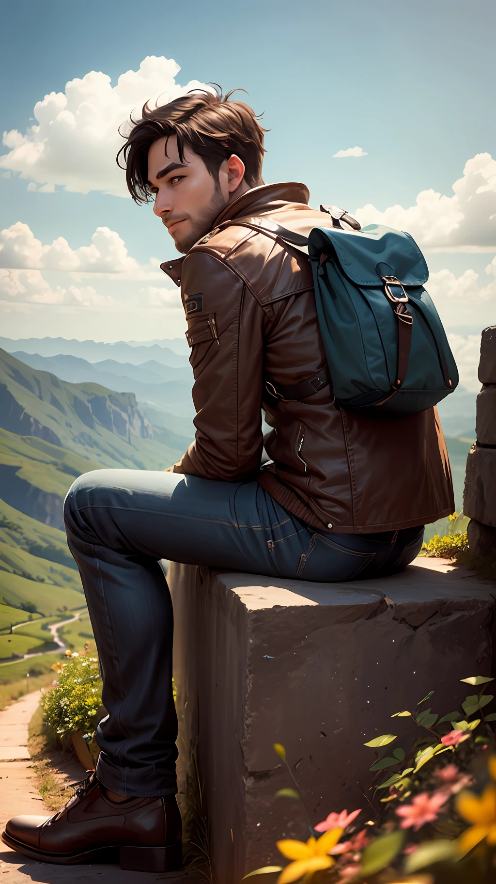 Don't lose yourself for anyone. Alone, men, happy, enjoy, top hill background --auto