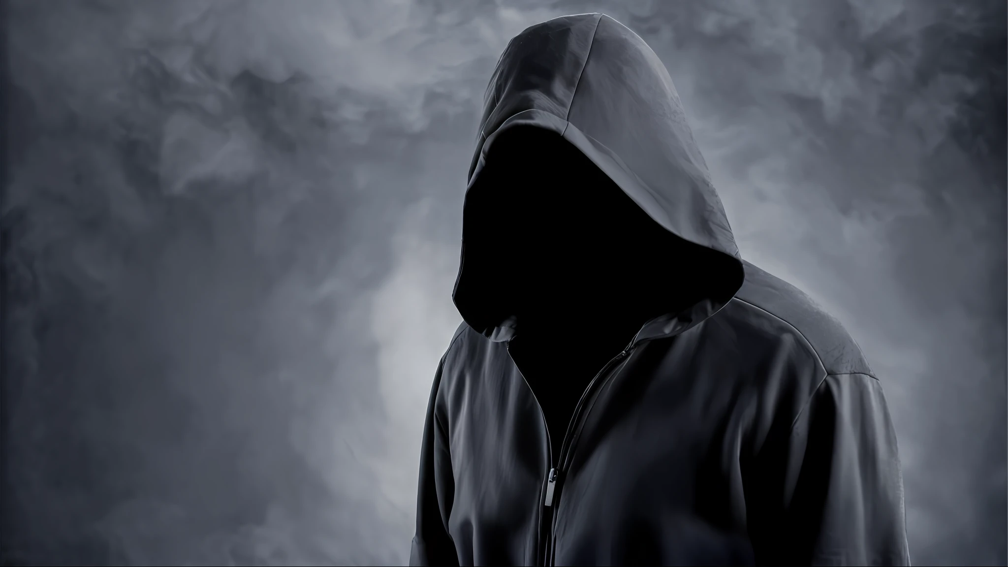 arafed man in a hooded jacket standing in front of a gray background, figura encapuzada, figura escura encapuzada, Pessoa encapuzada obscurecida andando, pessoas sem rosto escuras, usando um capuz escuro, figuras encapuzadas, Homem misterioso, vestido com capuz, Manto preto escondido nas sombras, creating an ominous presence, figura encapuzada surreal, capa cobrindo o rosto, encapuzado