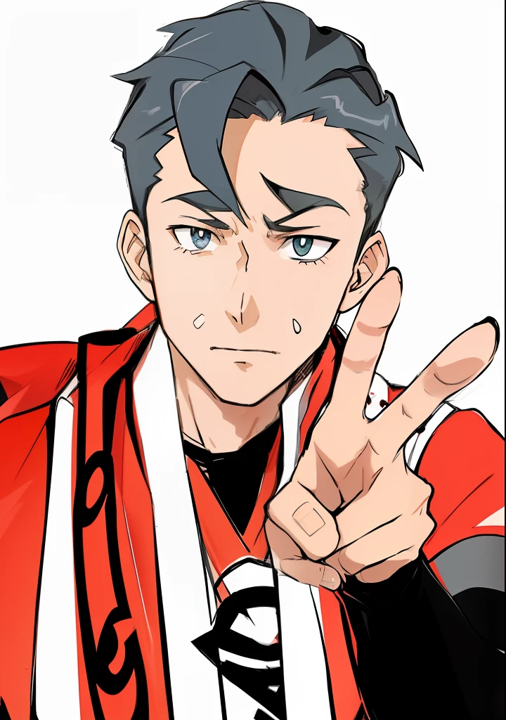 A pokémon,I'm a baseball player wearing a red jersey, pokemon sword and sheild, cub, Wearing a towel around your neck,fighting stance energy, piece sign,Gurren Lagann,Kill la Kill,50 generations,macho,male people,Soio,stadio,Large centipede on the background,confeti,