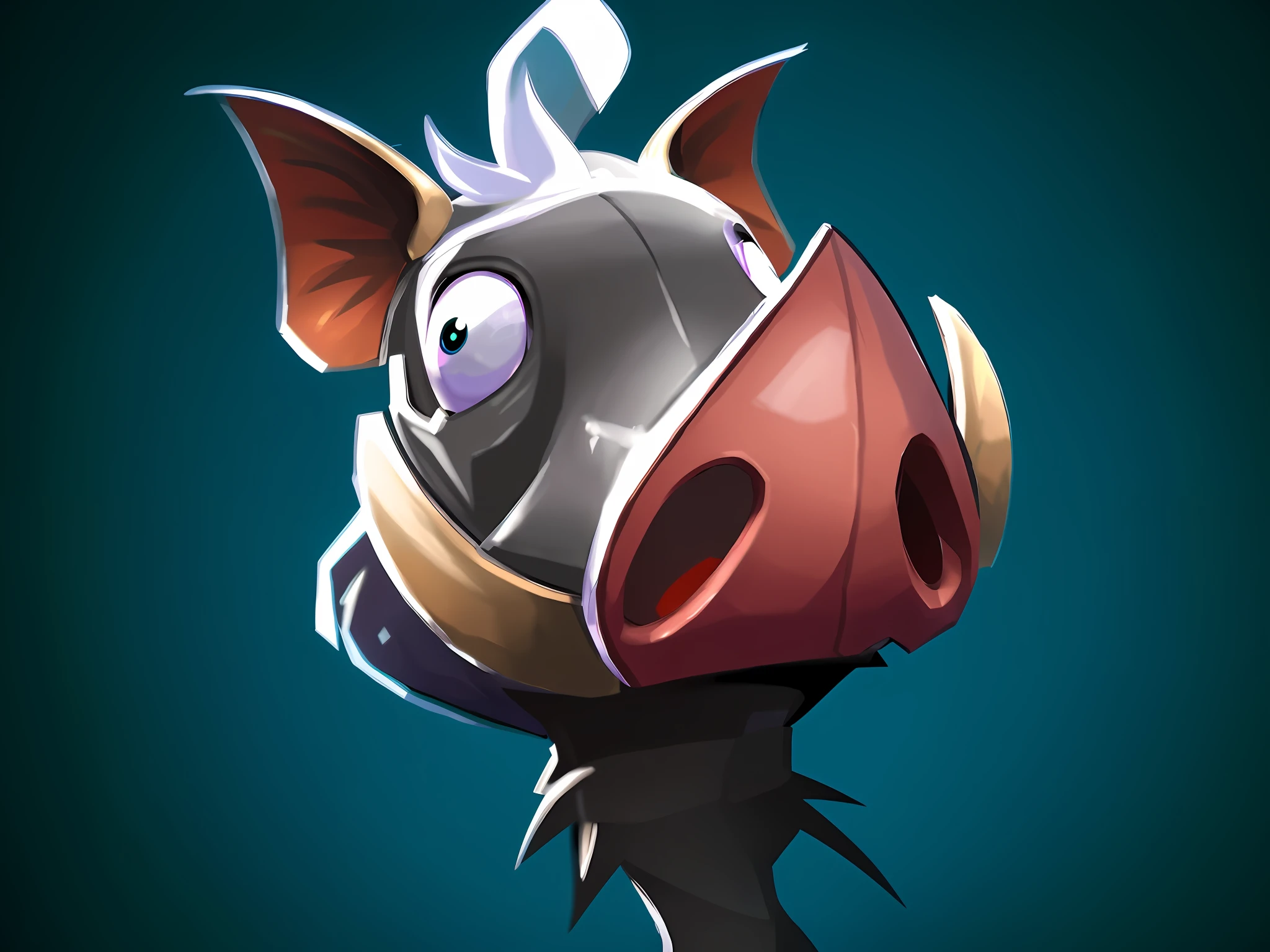 cartoon character of a pig with a helmet on, murloc tinyfin, anthropomorphic warrior piglet, portrait of a zentaur, discord profile picture, medium portrait of a goblin, discord pfp, Stylized art, Stylized game art, stylized portrait h 640, portrait of hollow knight, very stylized, Stylized 3 D