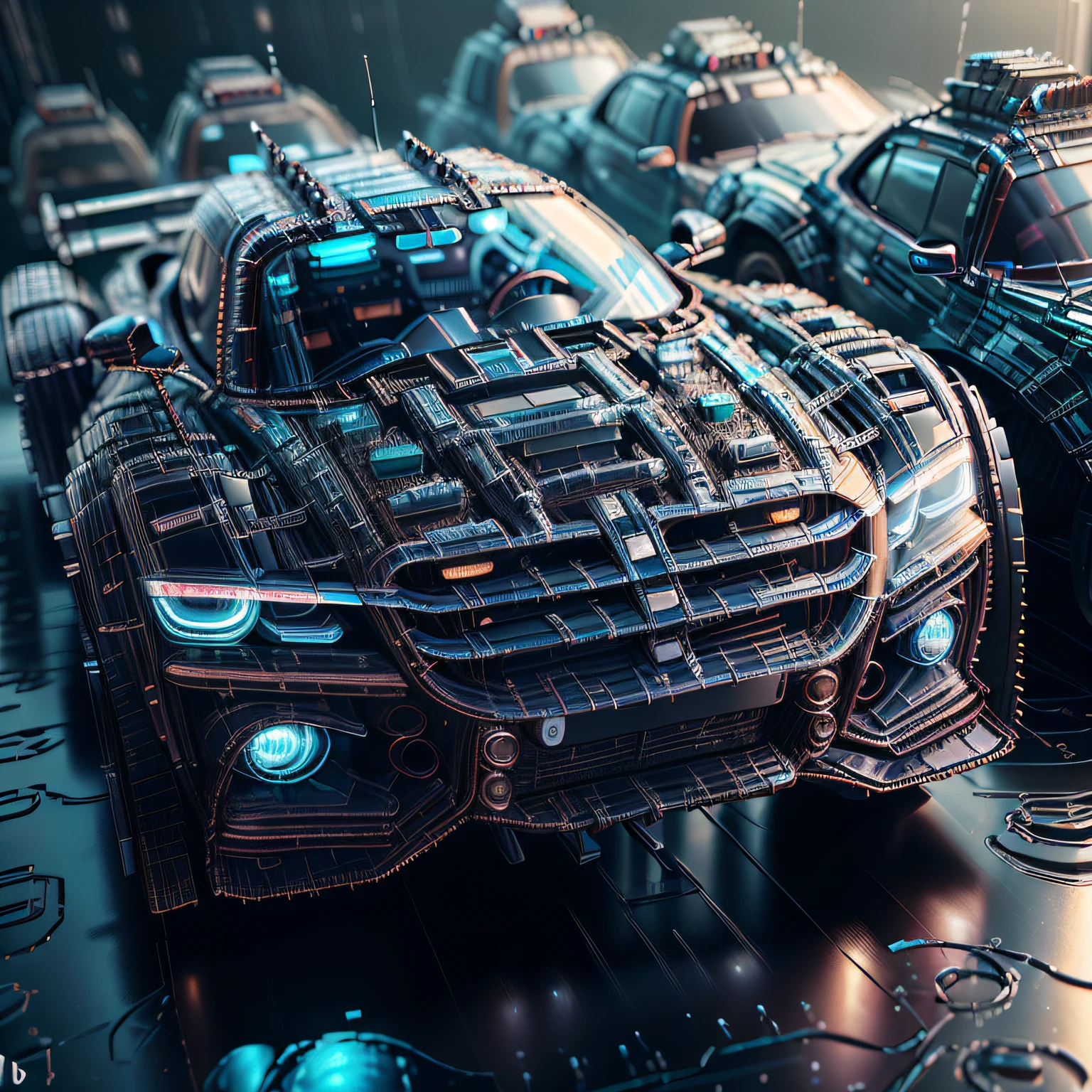 There is a car sitting in the universe, sci-fi car, futuristic product car shot, cyberpunk car, hyper detailed 3d render, hyper detailed 3d render, Hyper-realistic cyberpunk style, 3 d octane render conceptart, 3 d render beeple, cyberpunk garage on jupiter, Futuristic car, 3 d render stylized,2D appearance