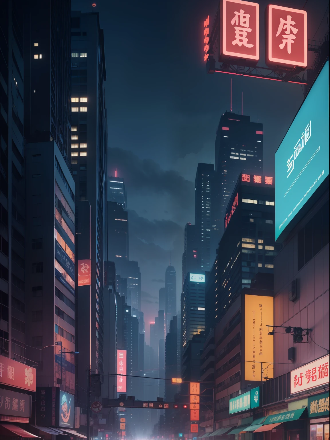 (巨作),The best quality illustrations,Ultra-high definition(The city of the future/Night vision),Architectural style(afofuturism/Industrial wind),Emphasize the huge display、Railway aesthetics as well as billboards,(Weight 1.2)。Inspired by the City of Blade Runner and Hong Kong at night,Create a cinematic atmosphere and original art,Focus on matte and modeling,Multi-channel exposure,An animated film with a sense of the times influenced by Italian architect Santa Elia。
