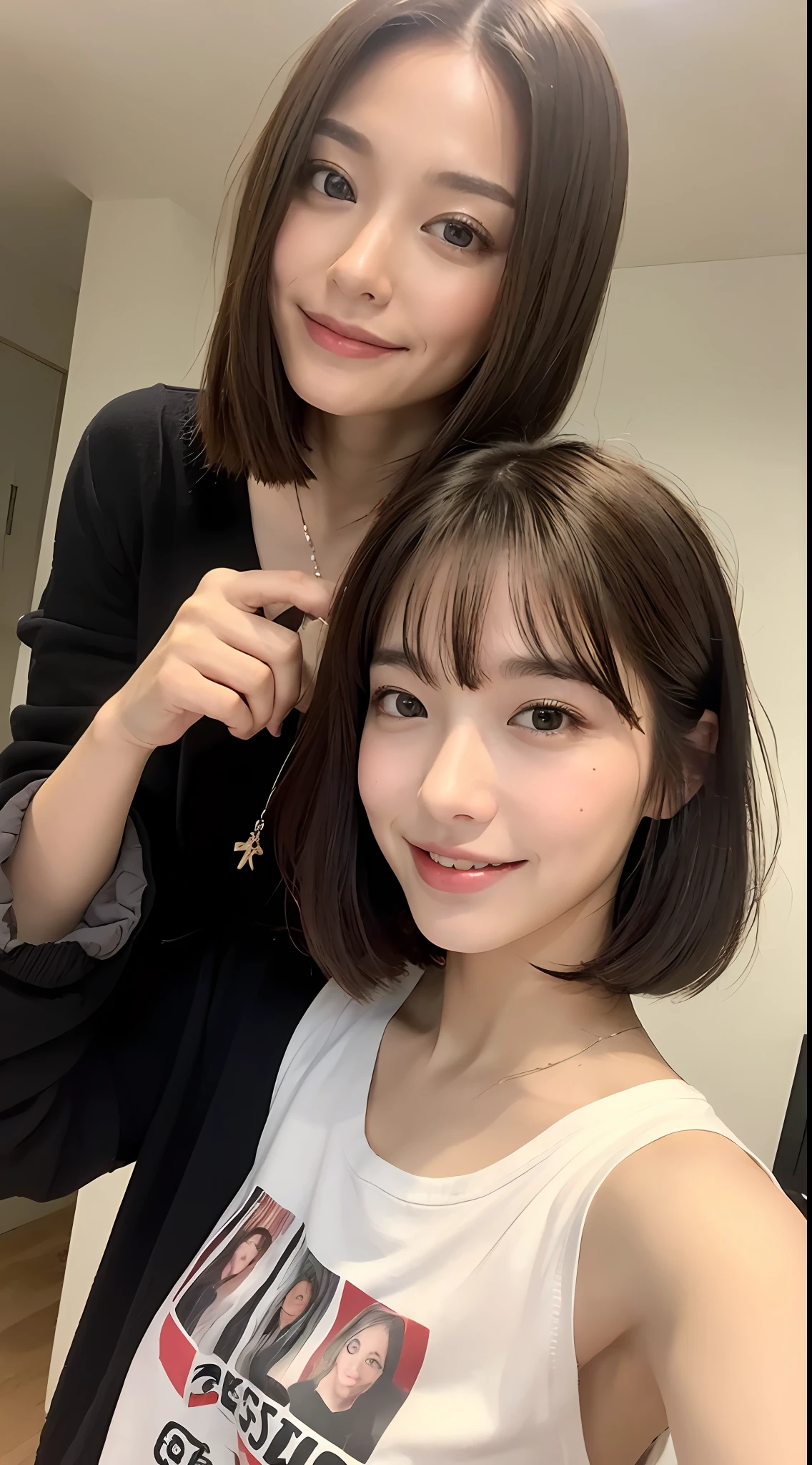 ((beste-Qualit、8K、​masterpiece:1.3))、1girl in、Slim Beauty:1.3、(Hairstyle Casual、1.1、Super fine face、Delicat eyes、双眼皮、a smile、home、short-hair