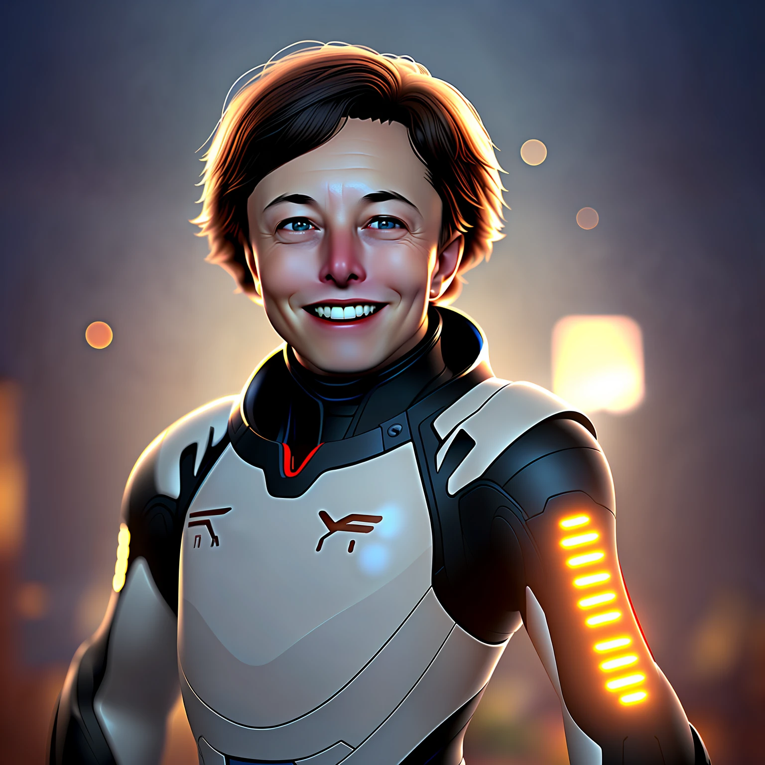 cbzbb , elon musk ,charachter ,cute, little, beautiful, devian art, trending artstation, digital art, detailed, cute, realistic, humanoide, character, tiny,cinematic sho ,cinematic lights,elon musk,looks happy