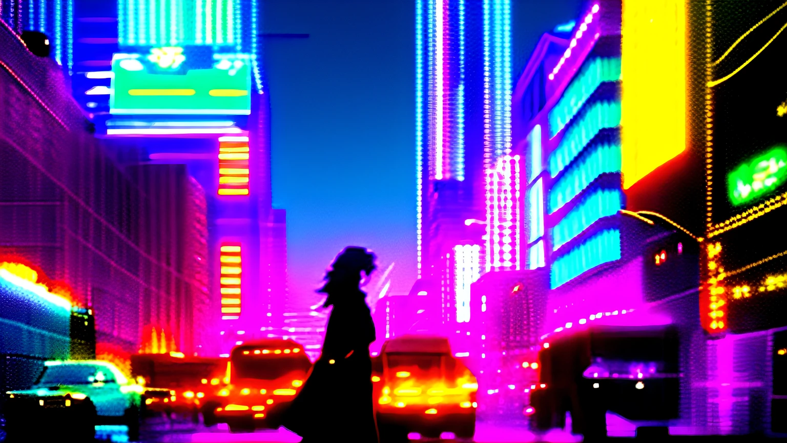 pedestrians and cars on a busy city street in a digital painting, tokyo anime anime scene, rendering by octane. By Makoto Shinkai, in front of a sci fi cityscape, anime film still, sci - fi scene future new york, In animation《ghost-in-the-shell》Curly, anime style cityscape, modern cyberpunk anime, neo tokyo background, hd anime cityscape