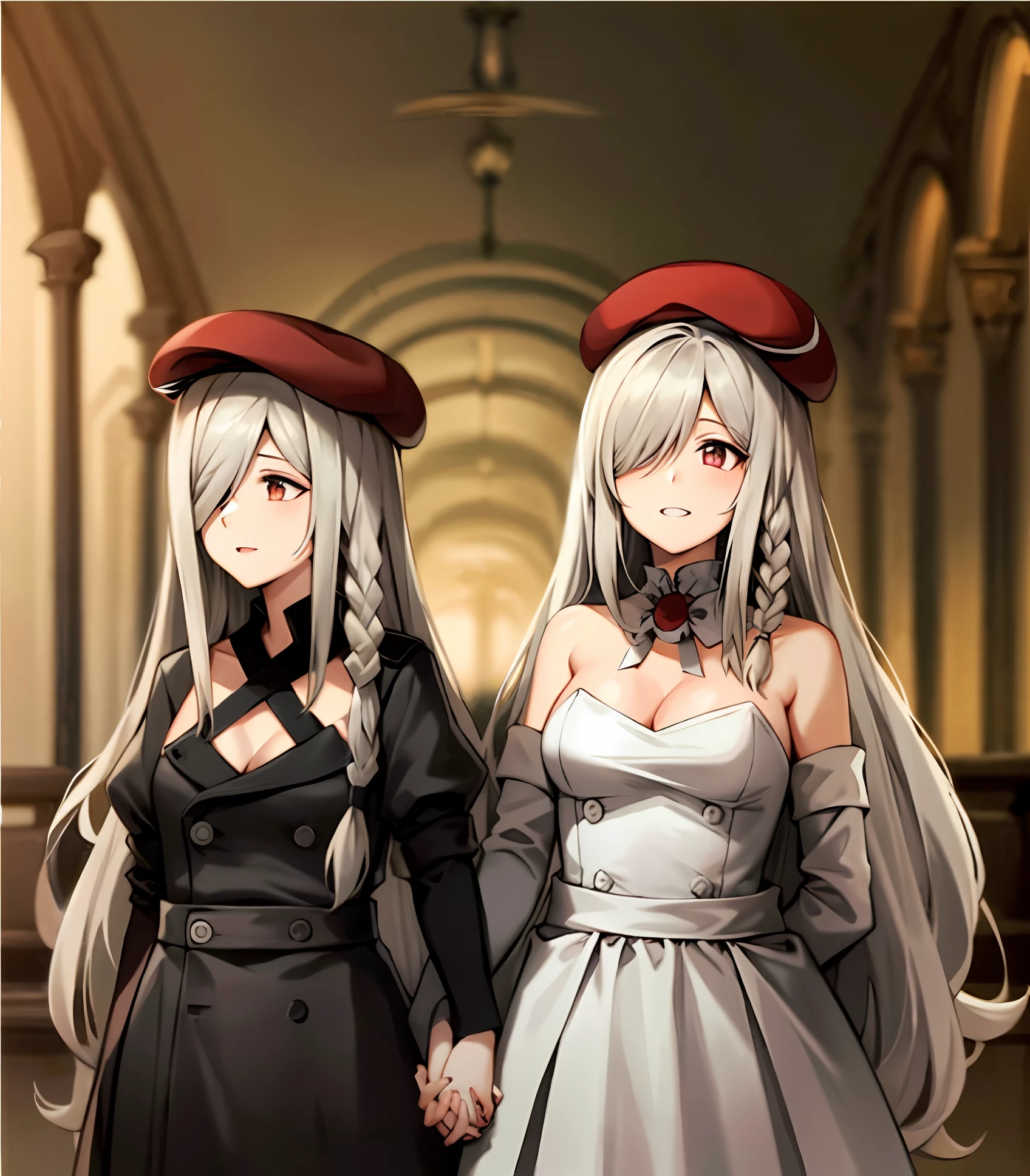Women with long white hair with hat dress two-dimensional