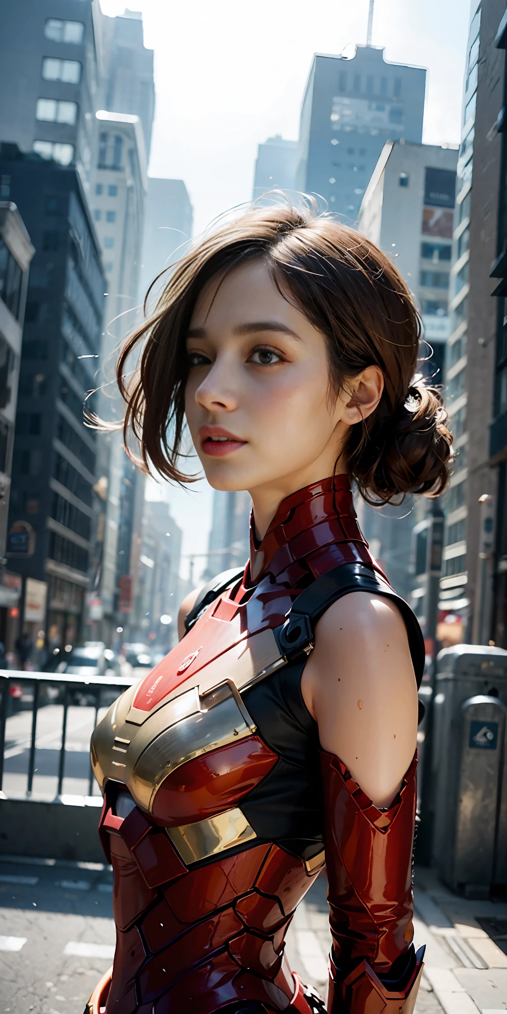 (1girl:1.3), solo, __body-parts__, official art, unified 8k wallpaper, super detailed, beautiful and aesthetic, beautiful, masterpiece, best quality, raw, masterpiece, super fine photo, best quality, super high resolution, photorealistic photo, sunlight, full-body portrait, amazingly beautiful, sexy, hot, dynamic pose, delicate face, vibrant eyes, (viewed from the side), she is wearing a futuristic Iron Man mech, red and gold color scheme, Very detailed abandoned warehouse background, detailed face, detailed complex busy background, messy, gorgeous, milky white, highly detailed skin, realistic skin details, visible pores, sharp focus, volumetric fog, 8k UHD, DSLR camera, high quality, film grain, fair skin, photo realism, lomography, huge metropolis in future dystopia, seen from below, translucent