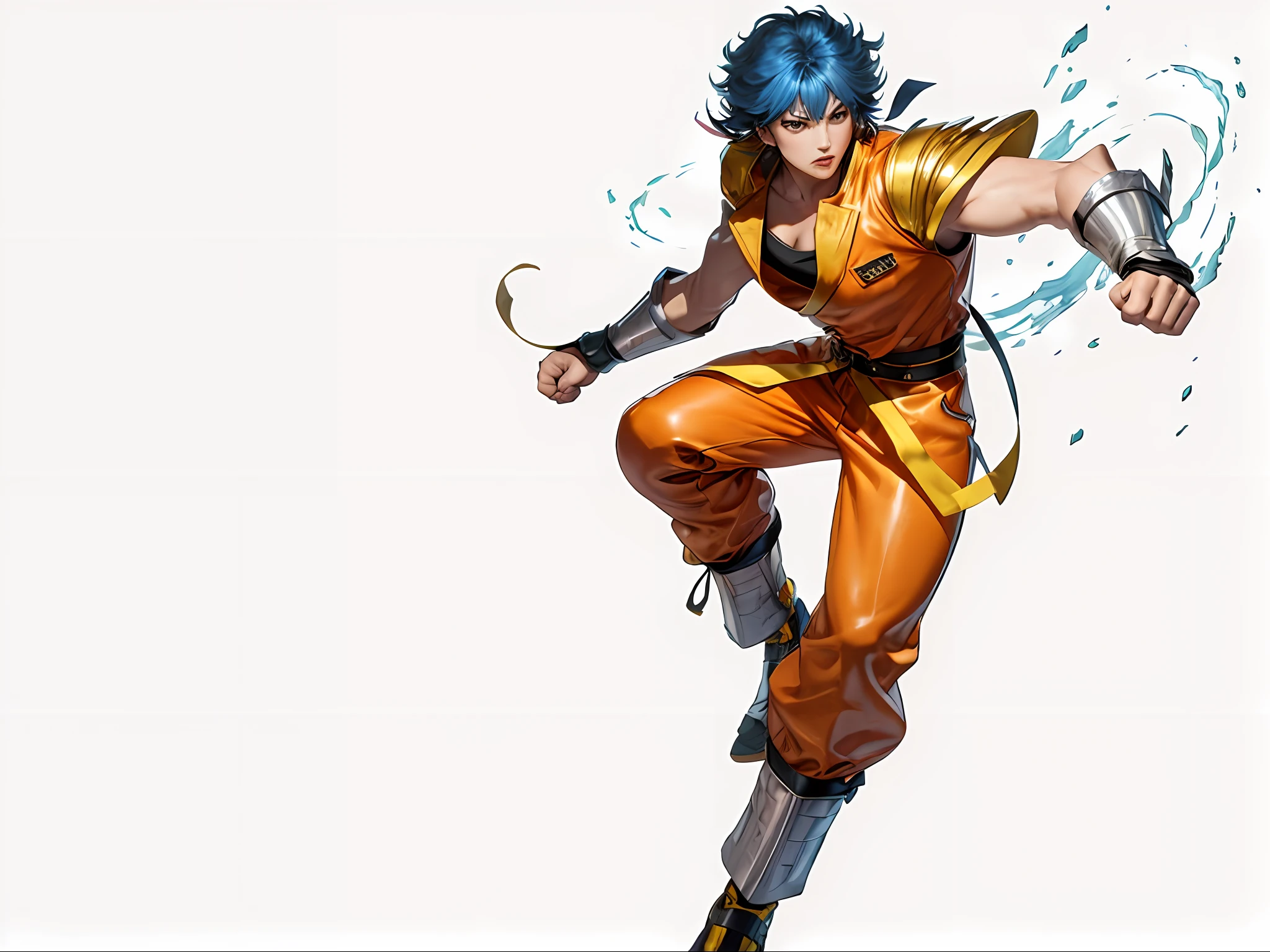a close up of a person in a red and yellow outfit, hero 2 d fanart artsation, Fighting Pose, fighting game character, battle action pose, 8 0 s anime art style, fullllbody!! Dynamic Action Pose, King of Fighters character, jojo anime style, fight pose, Saint Seiya
