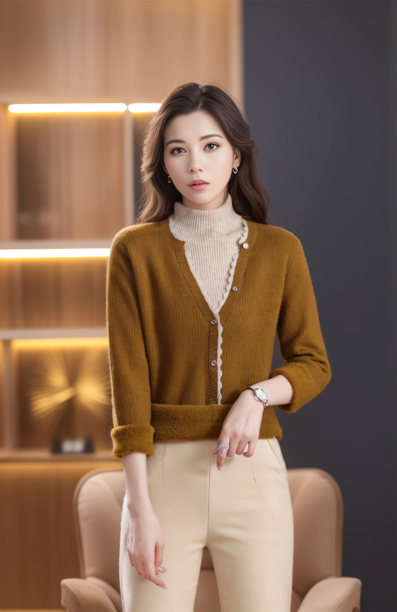 8K,Thirty Years Female,Temperament,Korean model,Fine fine skin,highly detaile,Digital photography,surrealism painting,beatifull(tmasterpiece,Sideslit,Fine beautiful eyes:1.2),prette,high qulity,Original Drawing,Realistic details of skin,cabelos preto e longos,Natural light and shadow,sharp fokus,Ultra-fine face,photo-realistic,standingn,High details,cinmatic lighting,The ultra -The high-definition,Anatomical correct,best quailty,Fashion Wear,Official Product Pictures,product introduction photos,