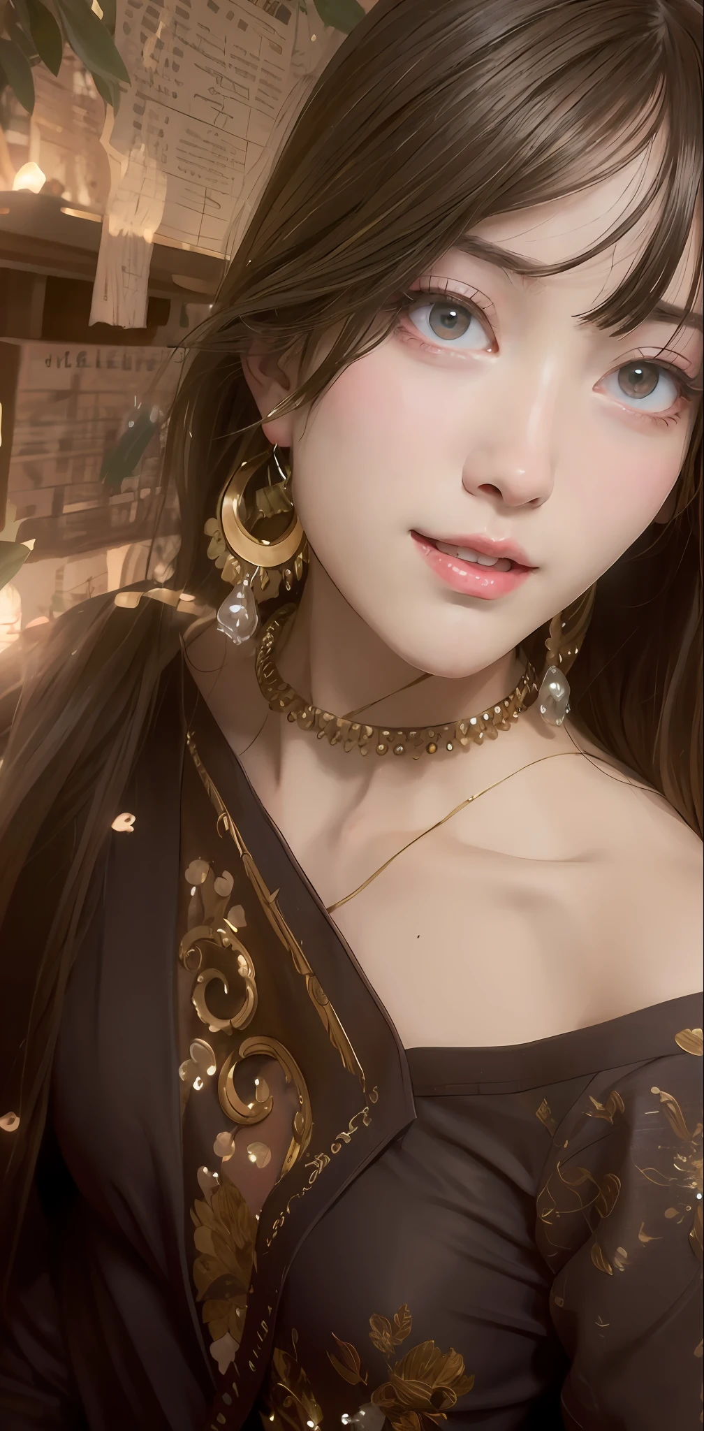 masterpiece, best quality, official art, 8k wallpaper, highly detailed, illustration, 1 girl, Azure hair, long hair, detailed eyes, forrest, bare shoulders, hanfu,lakes, pure, soft smile,bamboo,Tea