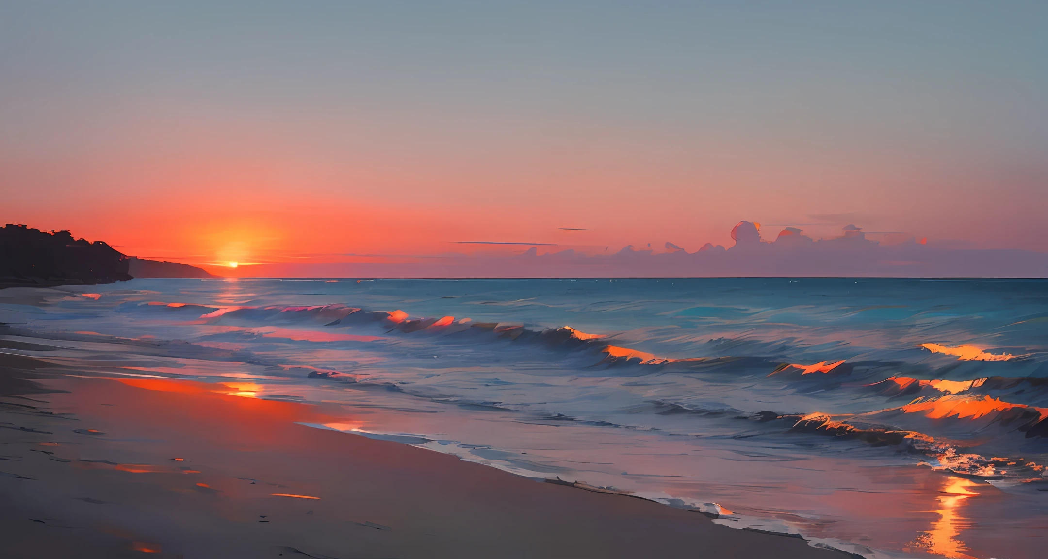 Gray hair sea sunset