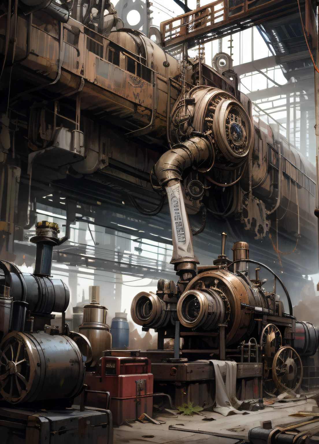 Steampunk Industrial Zone: NFT art portraying a steampunk-themed industrial area with moving gears and machinery. It combines retro elements with futuristic technology.