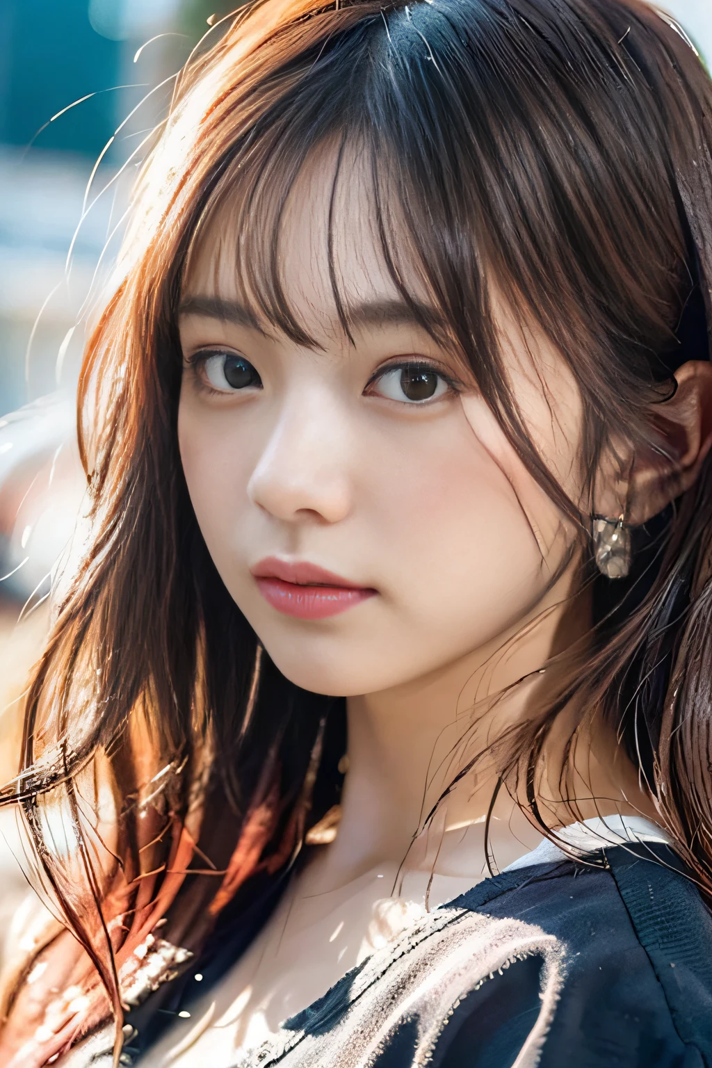 (RAW photo, best quality), (realistic, photo-realistic:1.3),best quality,highly detailed,masterpiece,ultra-detailed,illustration,1girl,upper_body,dynamic angle,world masterpiece theater,messy_long_hair,best quality,extremely detailed CG unity 8k wallpaper,ink,Amazing,cinematic lighting,lens_flare, dunhuang_style