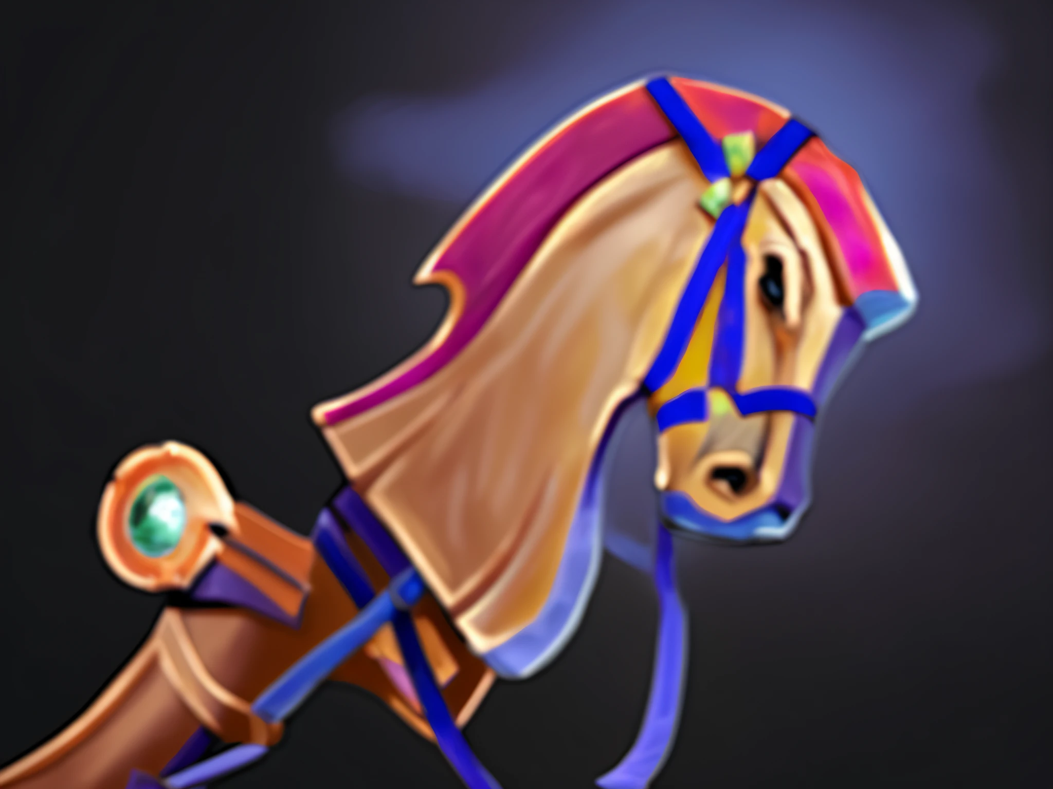a close up of a horse with a blue bridle on its head, horse warrior, sleipnir, epic legends game icon, centaur horse, discord profile picture, artifact dota2, Horse-headed animal merger, cavalos, centaur, tack sharp focus, Avatar image, anthropomorphic horse, golden and copper shining armor, Stylized art