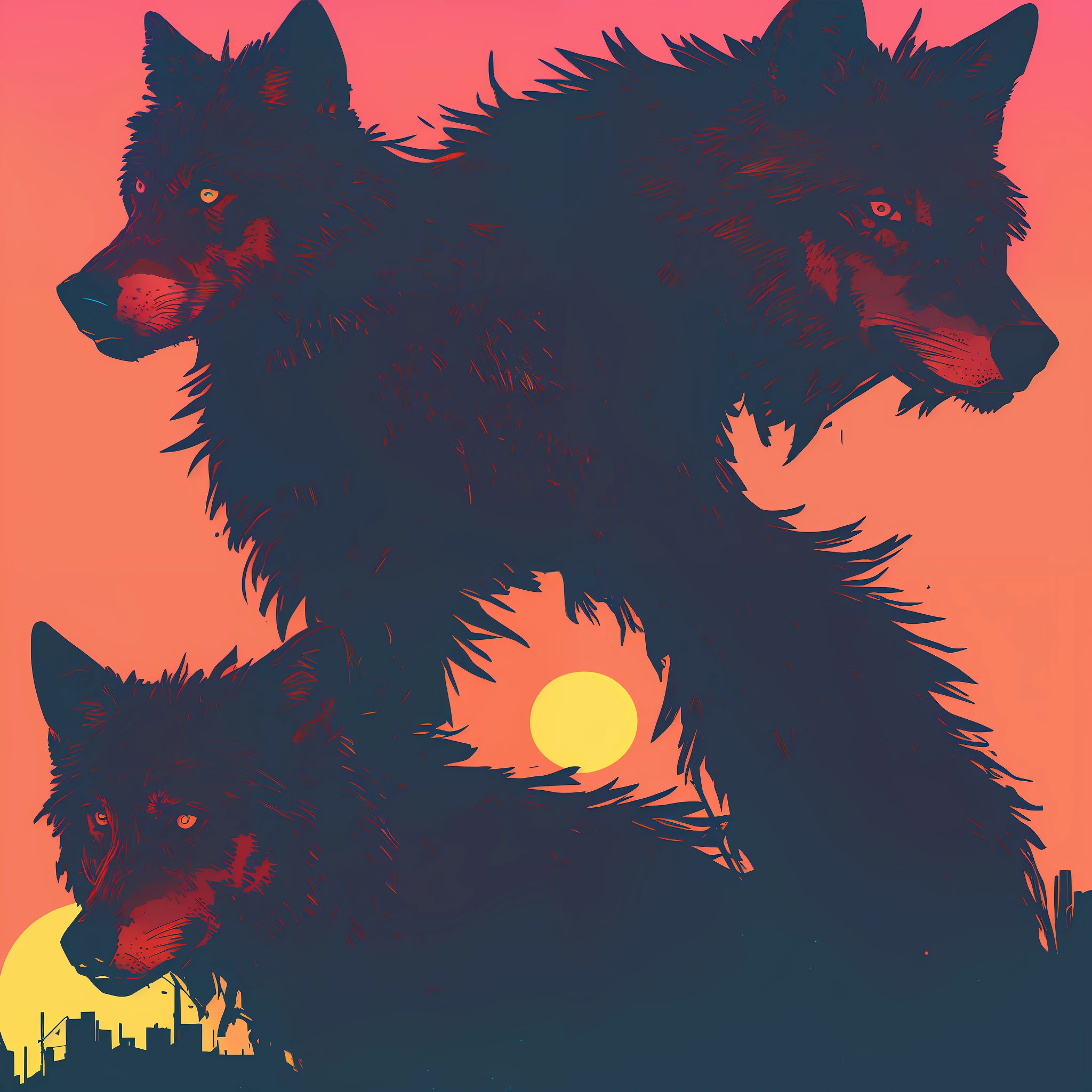 (nvinkpunk:1.2) (snthwve style:0.8) wolf, anthro, lightwave, sunset, intricate, highly detailed