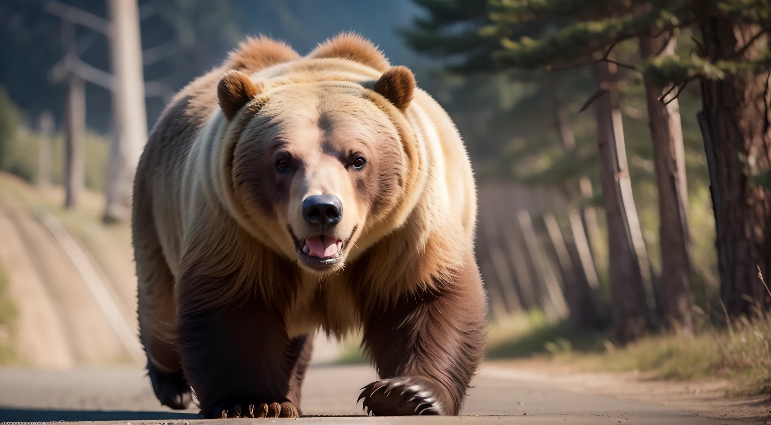 a mighty Grizzly Bear Runs Towards You, hostil, raiva, ((Close head)), dente, fechar para cima, raiva, fine art print, Fotografia de animais, Wall Art Print,