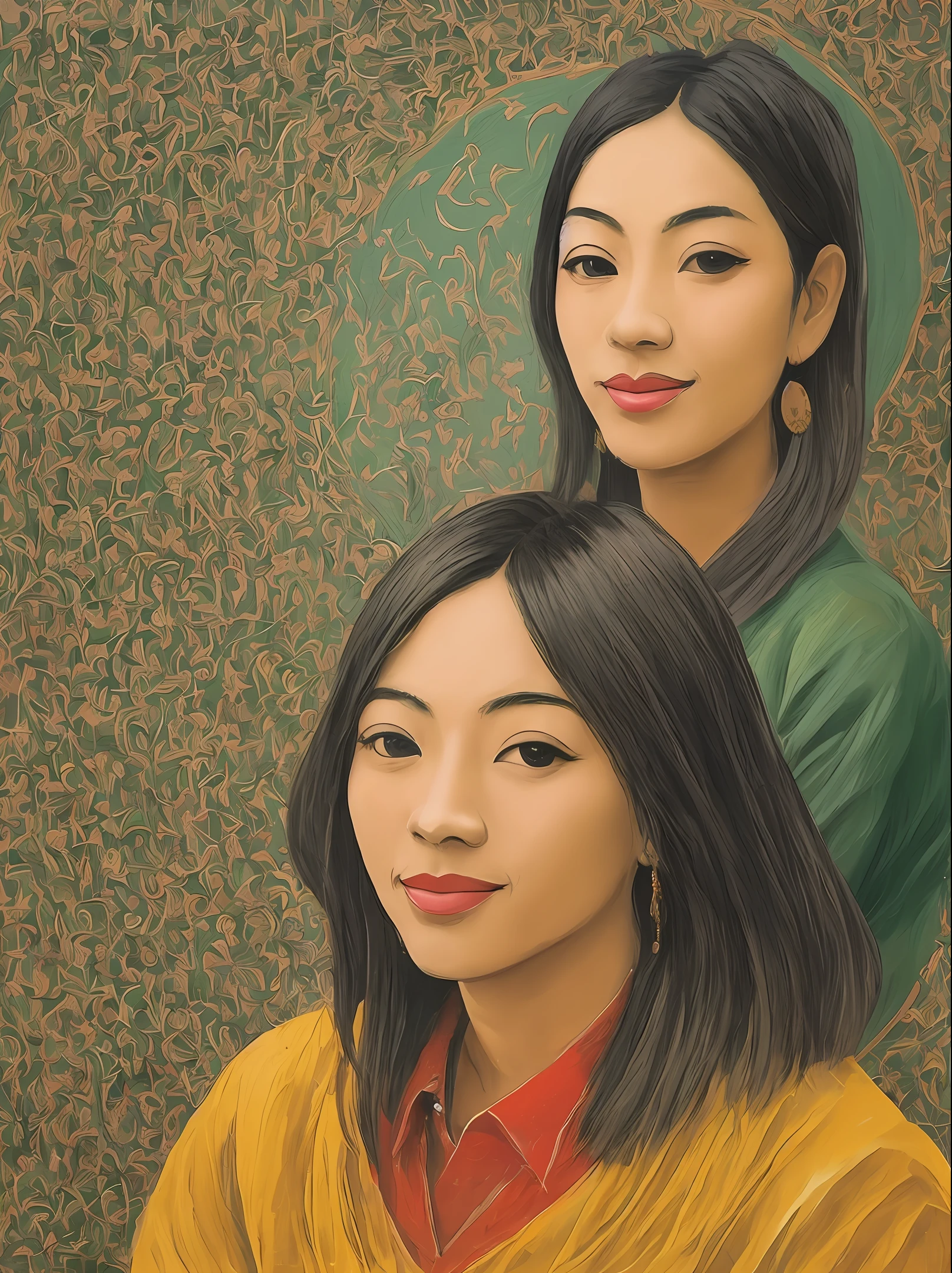 Paint a full-length portrait of Hani Kizi in the shape of Dunhuang