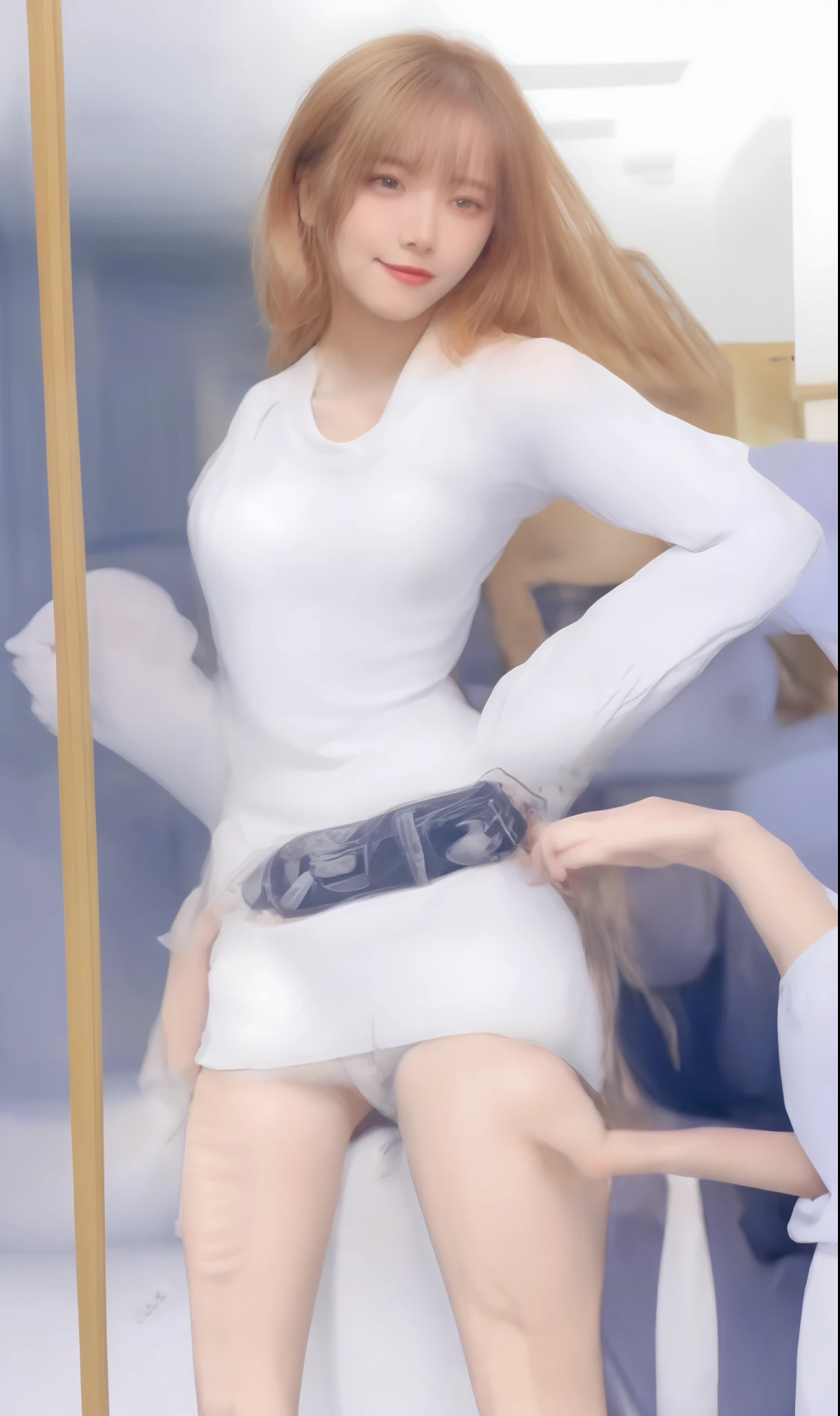 1girl, nami, long hair, orange hair, white jacket, realistic, ultra detail, 70mm lens