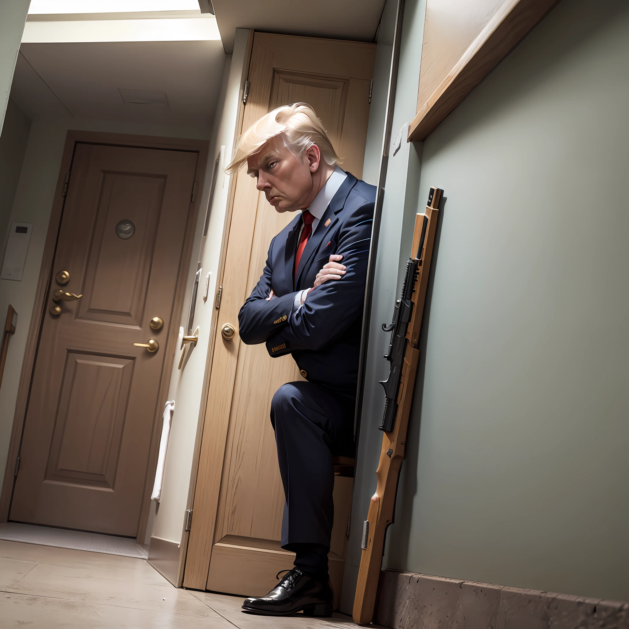 The real Trump is in a prison uniform,Take a gun and eat with your head down