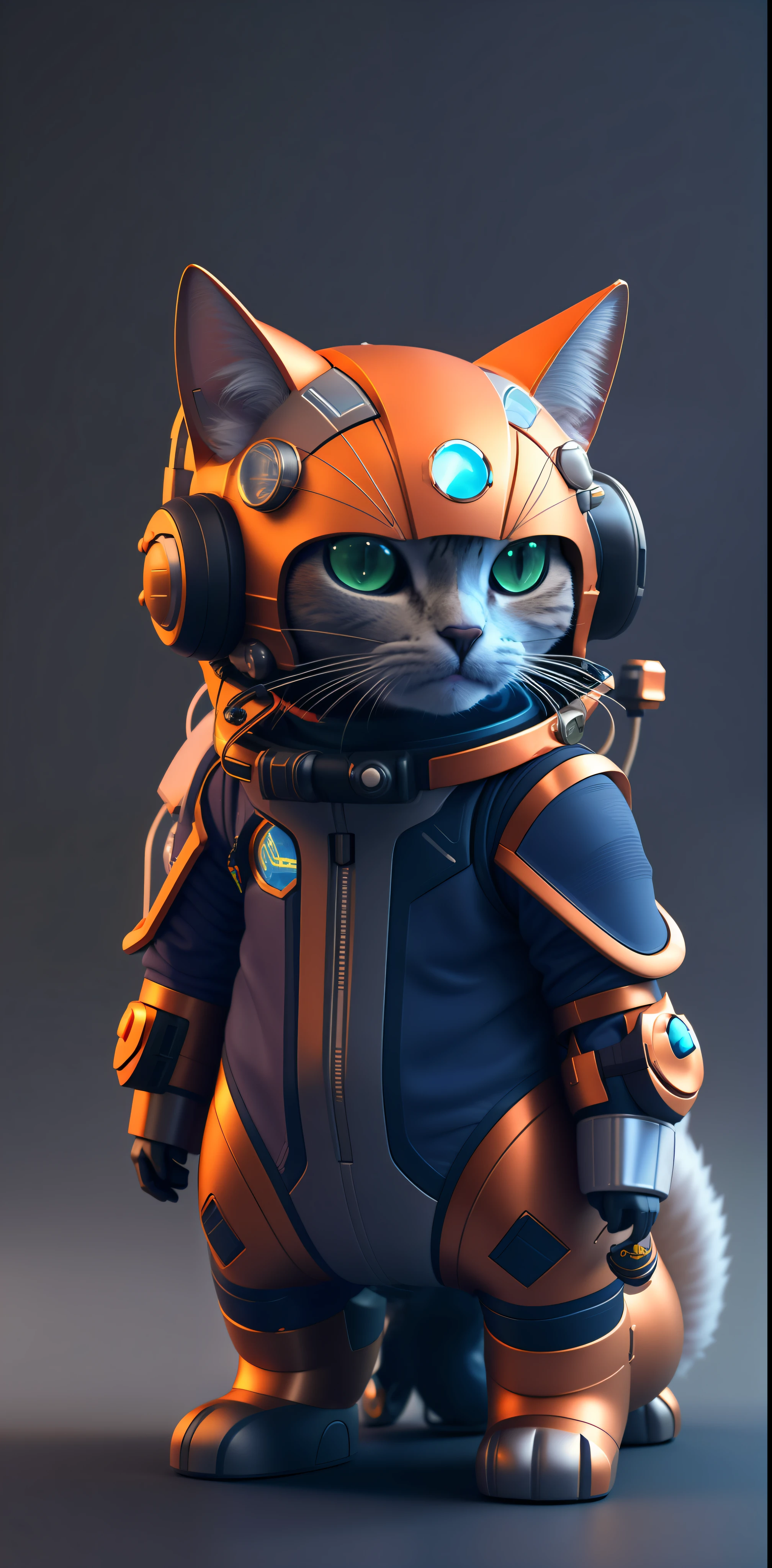 there is a cat in a space suit with a helmet on, cyborg kitten, cute 3 d render, rendered in redshift, 3 d render stylized, cyberpunk cat, scifi character render, scifi character, stylized 3d render, stylized as a 3d render, 3 d render character art 8 k, cgsociety 8k, cgsociety 8k