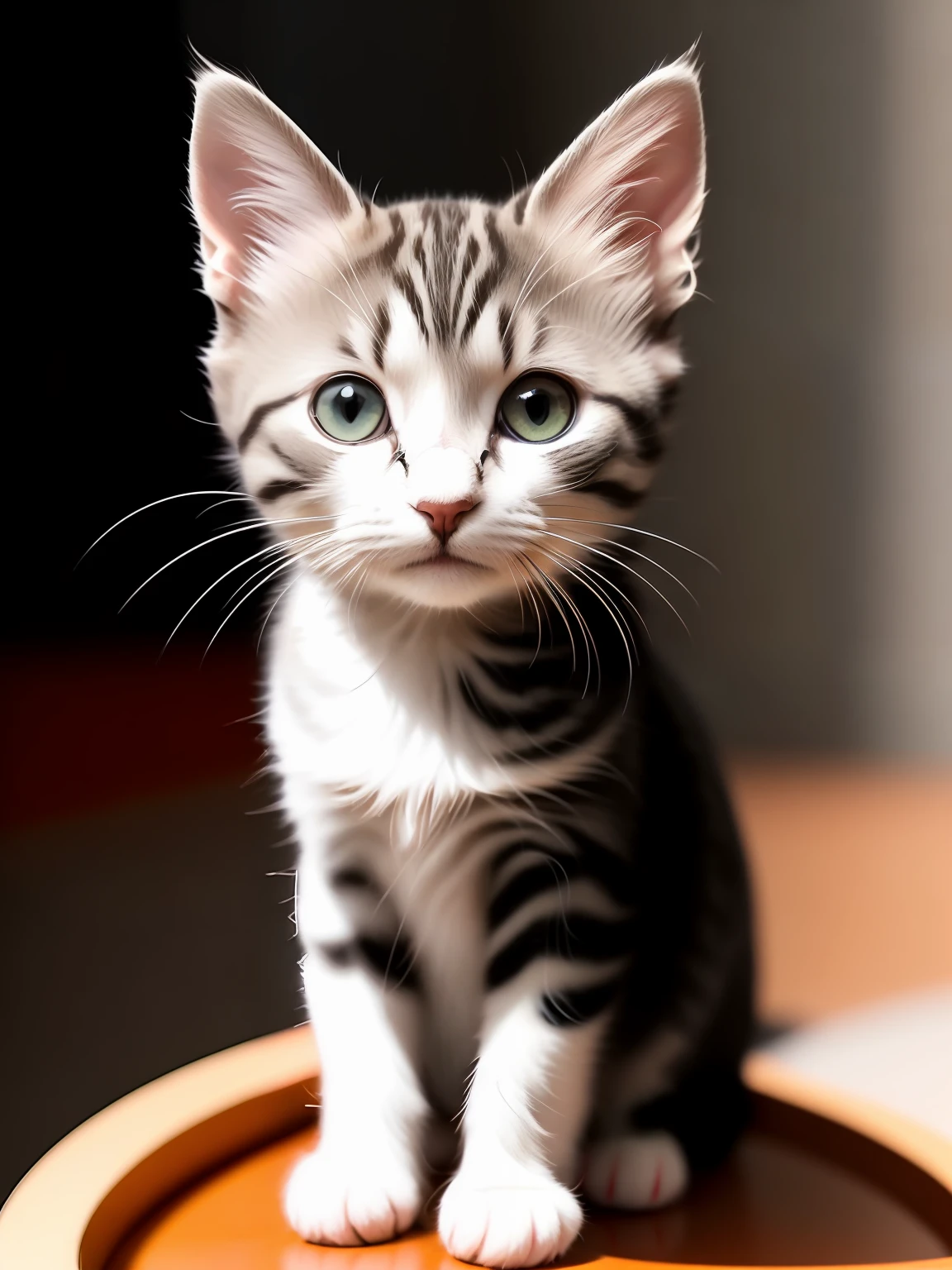 A cute kitten made of metal, (cyborg:1.1), ([tail|detailed wire]:1.3), (intricate detail), hdr, (intricate detail, hyperdetailed:1.2), cine footage, halo shadow, centered