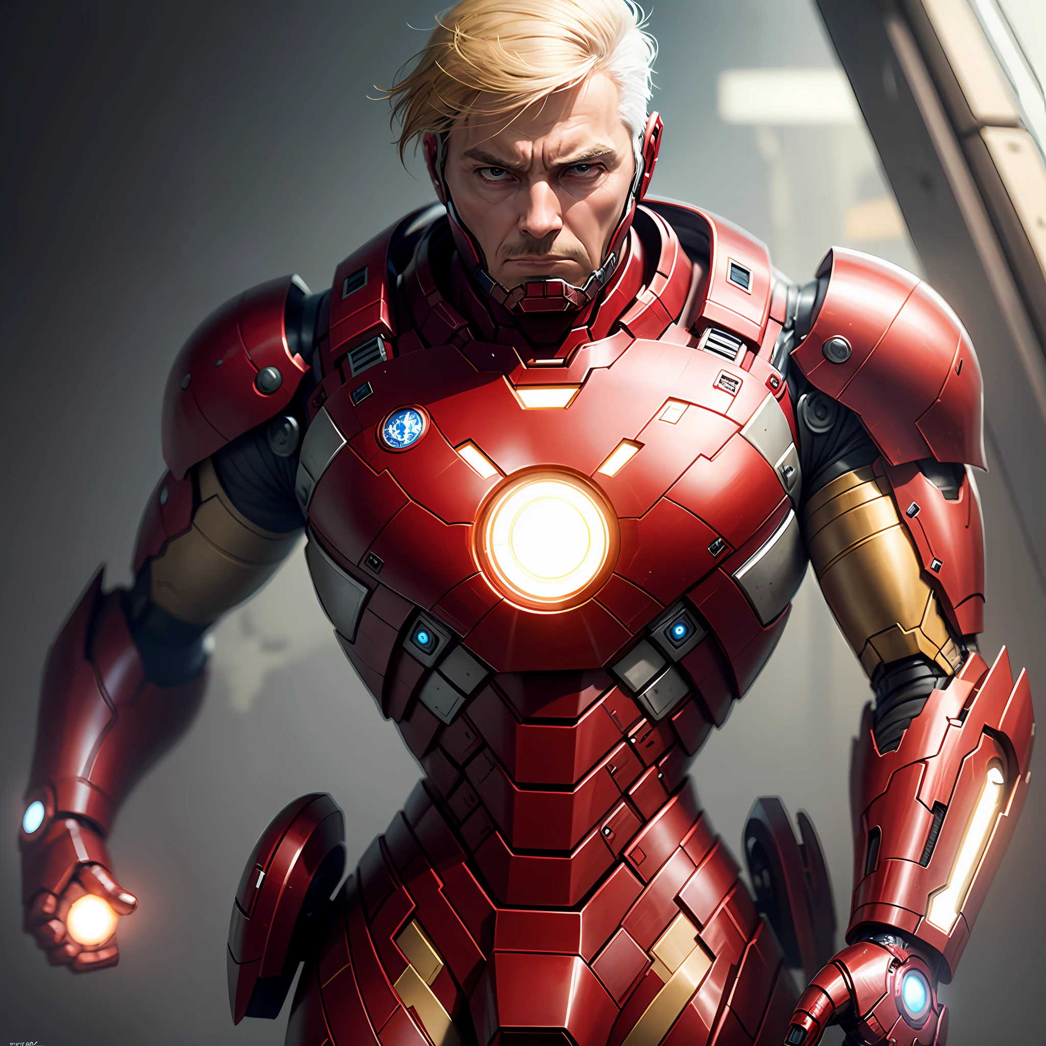 Trump wears an Iron Man mech