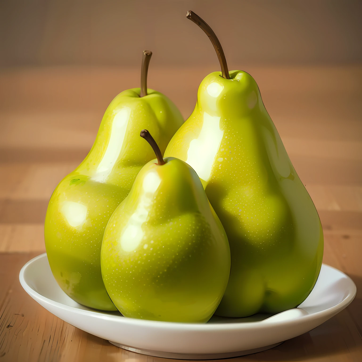 A pear,white backgrounid,Flat viewing angle,Remove the plate,Keep only the middle pear,The color is yellowish,Ultra photo realsisim", highres photograph