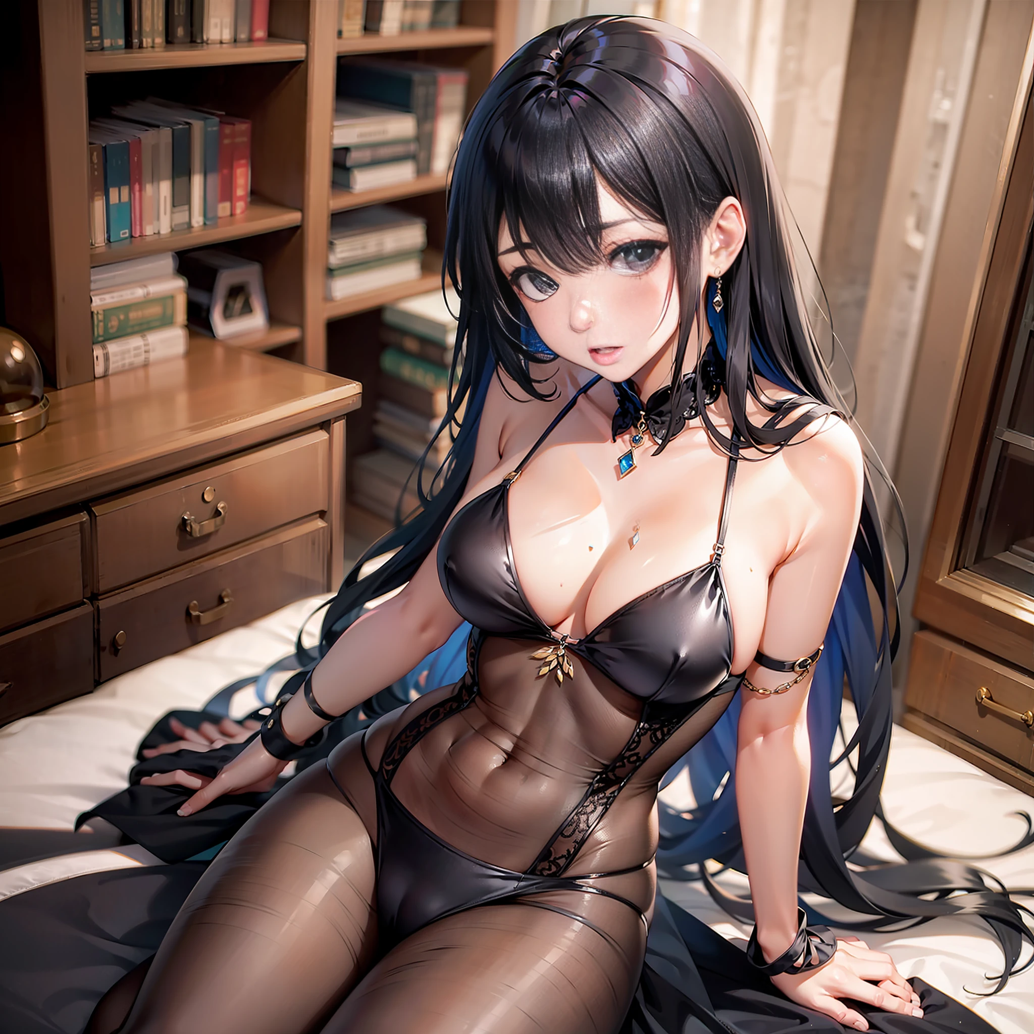 Women sexy transparent black silk all over the body