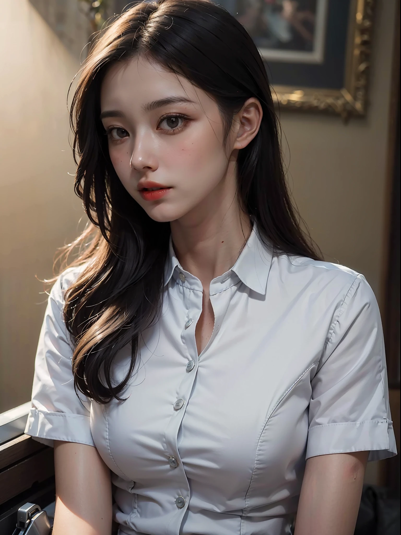 best quality,(RAW photo:1.2),(masterpiece:1.4),(photorealistic:1.4),(highres:1.4), 1girl, depth of field, flight attendant, intricately detailed,8k, extremely detailed, perfect lighting, epic background
