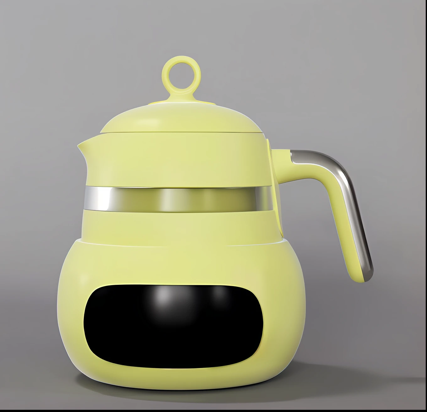 there is a yellow tea pot with a black lid, designed in blender, 3d blender render, product design render, kettle, blender render, blender render, 3 d product render, teapot, blender, teapot : 1, Product rendering, 3 d render stylized, 8 k blender render, blender model, hd blender render, 3D blender, 3d render blender cycles