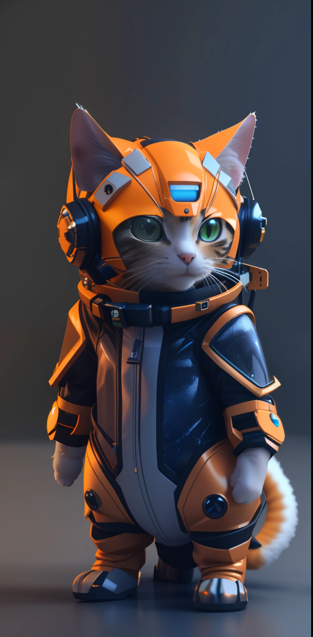 there is a cat in a space suit with a helmet on, cyborg kitten, cute 3 d render, rendered in redshift, 3 d render stylized, cyberpunk cat, scifi character render, scifi character, stylized 3d render, stylized as a 3d render, 3 d render character art 8 k, cgsociety 8k, cgsociety 8k