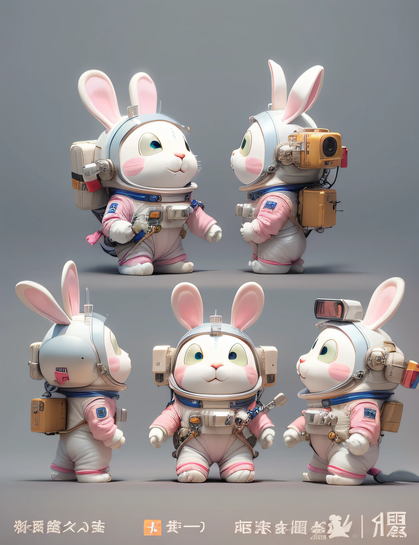 Astronaut Rabbit,3D立体,in pink, --auto