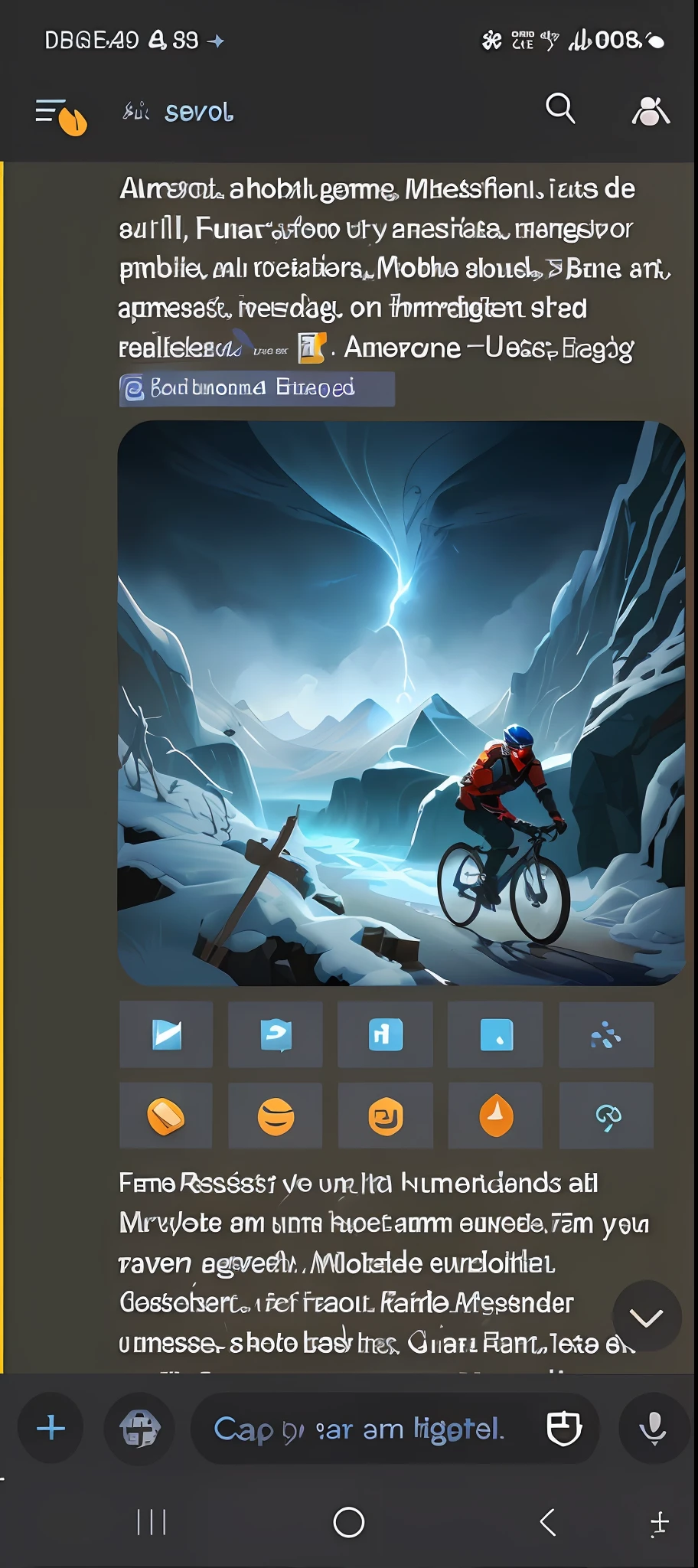 Captura de tela de um homem andando de bicicleta em uma montanha nevada, mobile game art, mobile game background, Game Illustration, digital art emoji collection, design de adesivo do telegrama, Arte de fundo, illustartion, foto de perfil 1024px, illustration!, pintura digital dos desenhos animados, arte de fundo, amazing splashscreen artwork, concept illustartion, game icon asset, stylized digital illustration