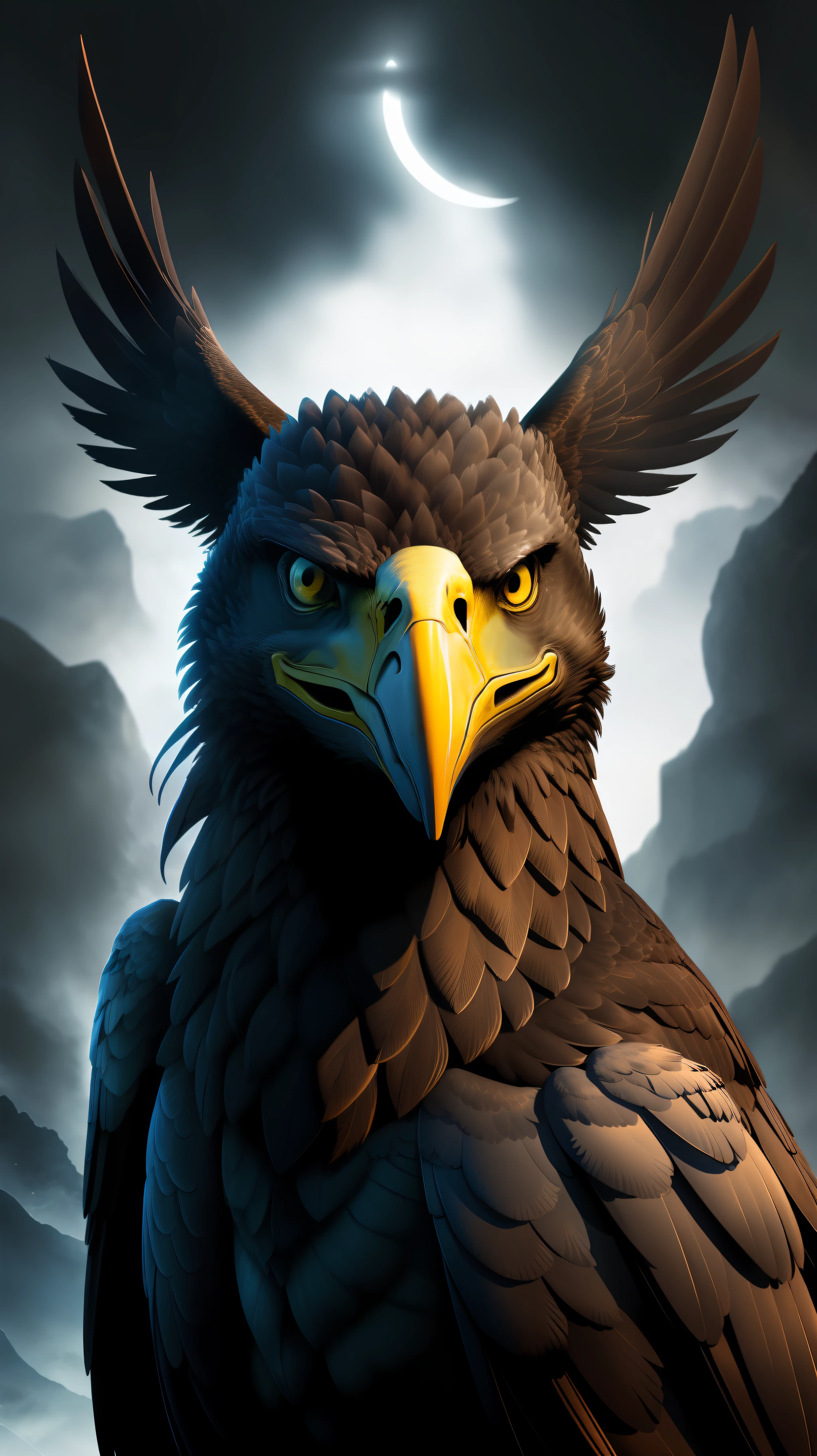 Black eagle,dark night,high resolution, high quality