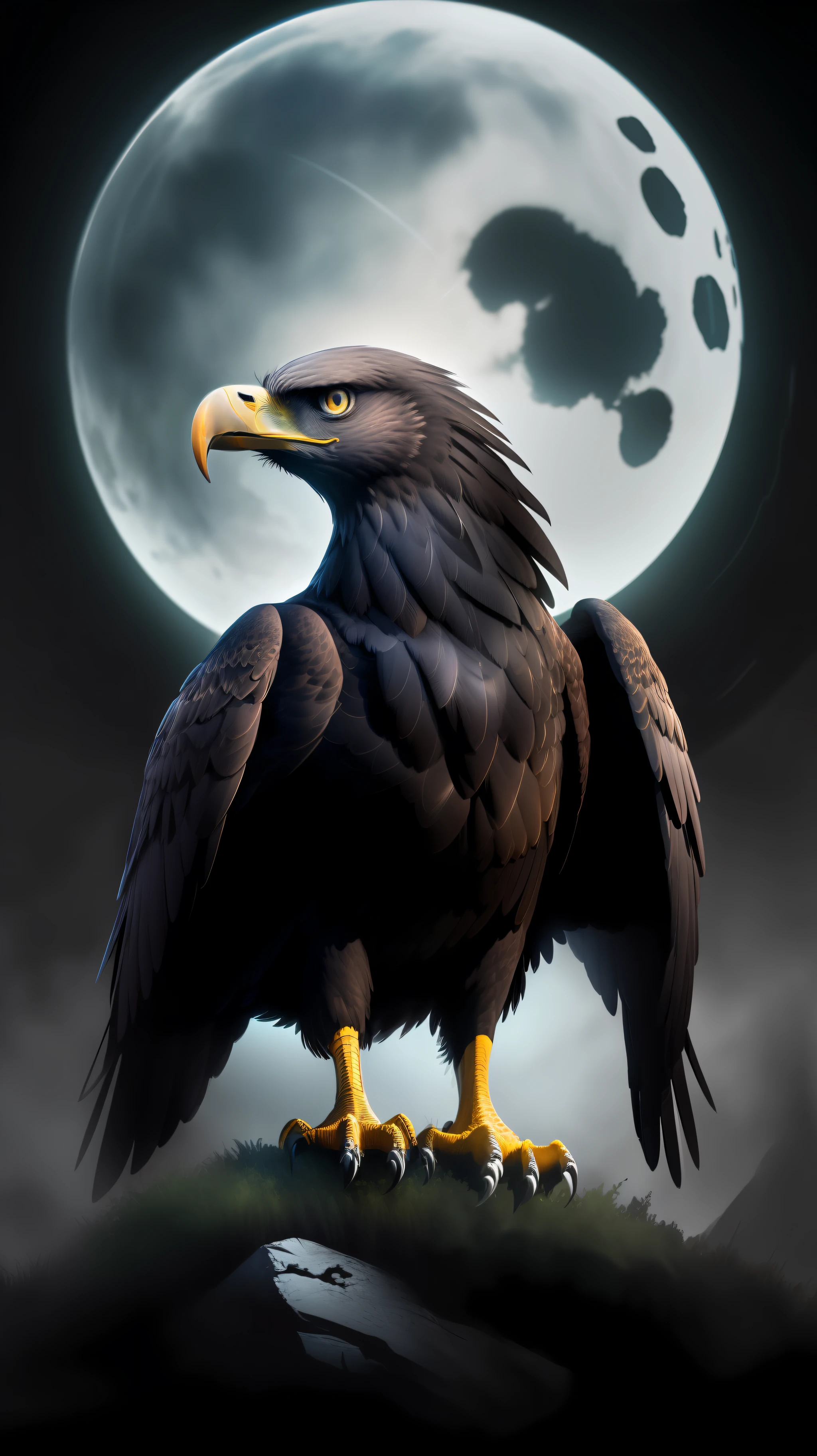 Black eagle,dark night,high resolution, high quality