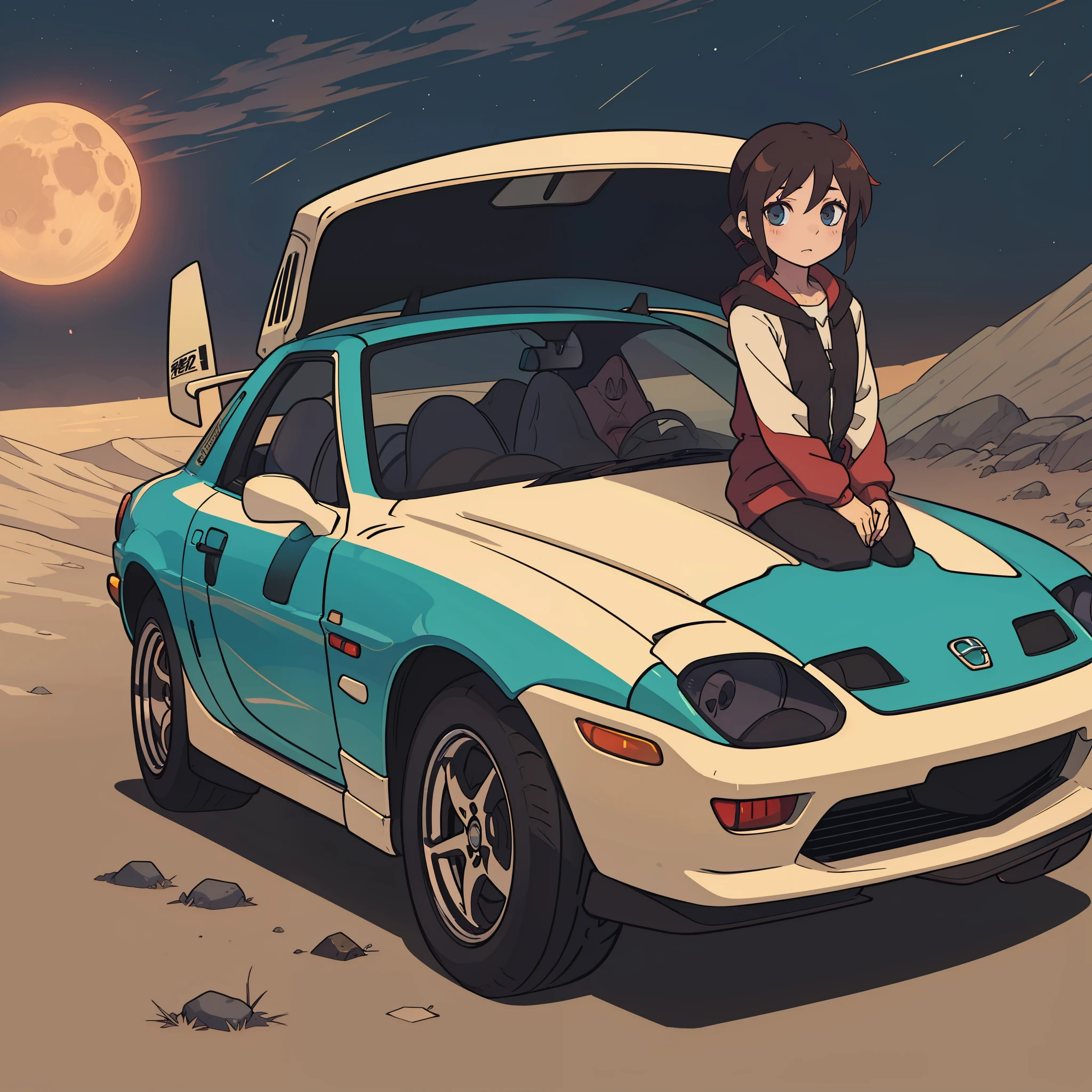 (Seilor mars) encostada em um (mazda rx7) (flat-2d animerge)