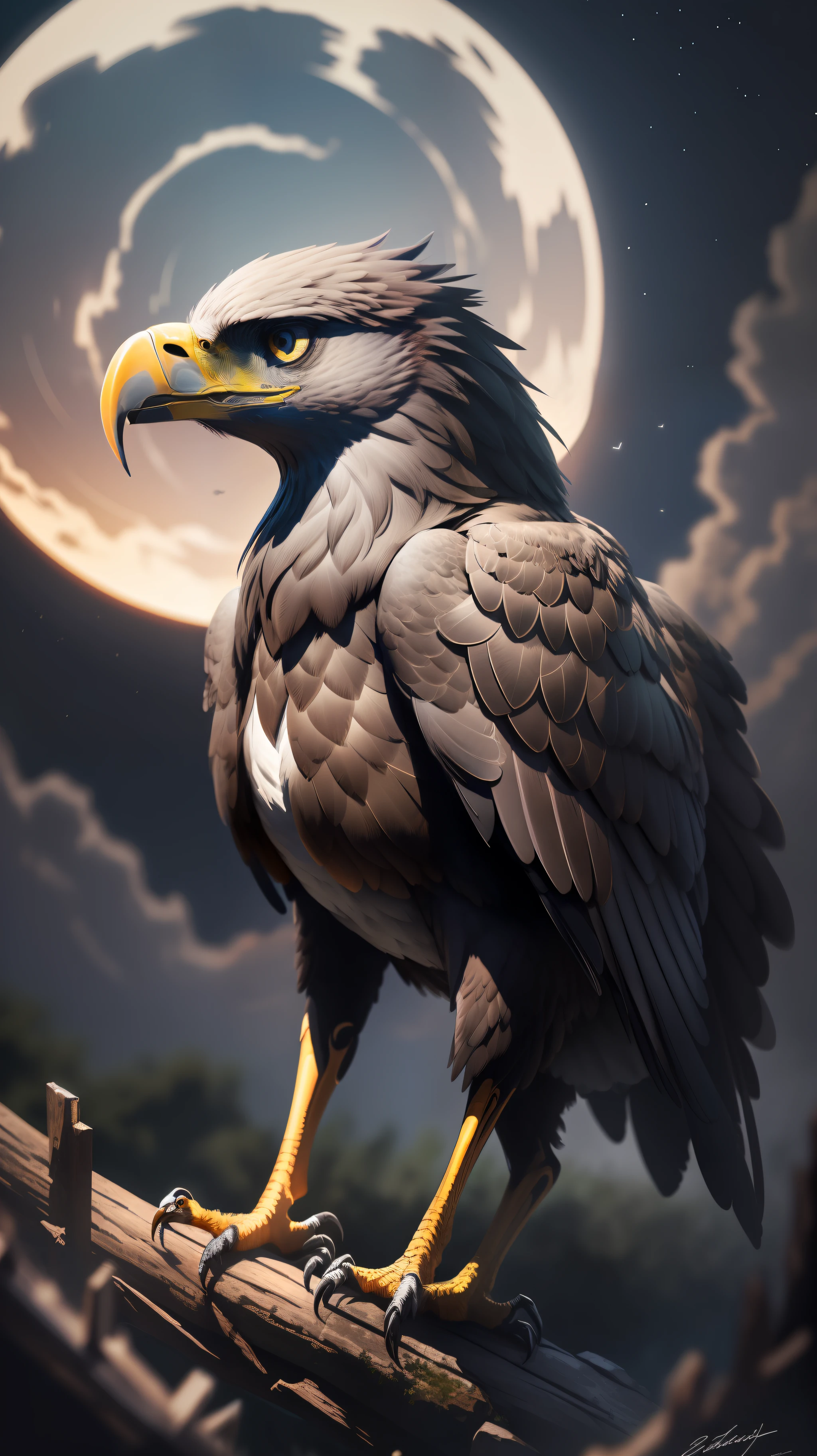 Black eagle,dark night,high resolution, high quality