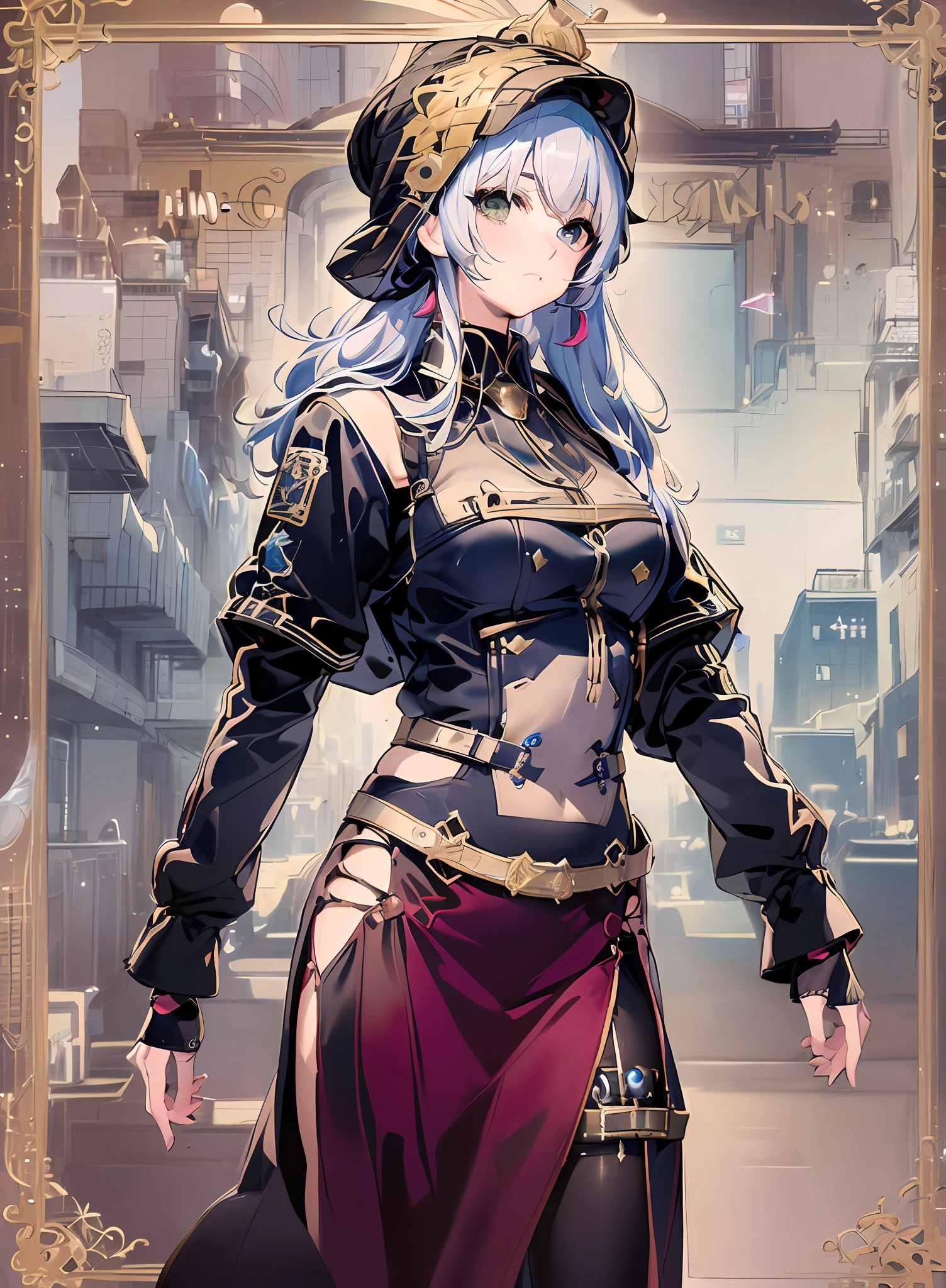 (
(8k:1.27), best quality, masterpiece, ultra highres:1.2) Photo of Pretty Japanese woman
(beautiful:1.1) (sci-fi warrior woman:1.1) space soldier, (beanie:1.61) (leather jacket:1.21) intricate elegant, fantasy, detailed, ometric by greg rutkowski and alphonse mucha, gradient lighting
