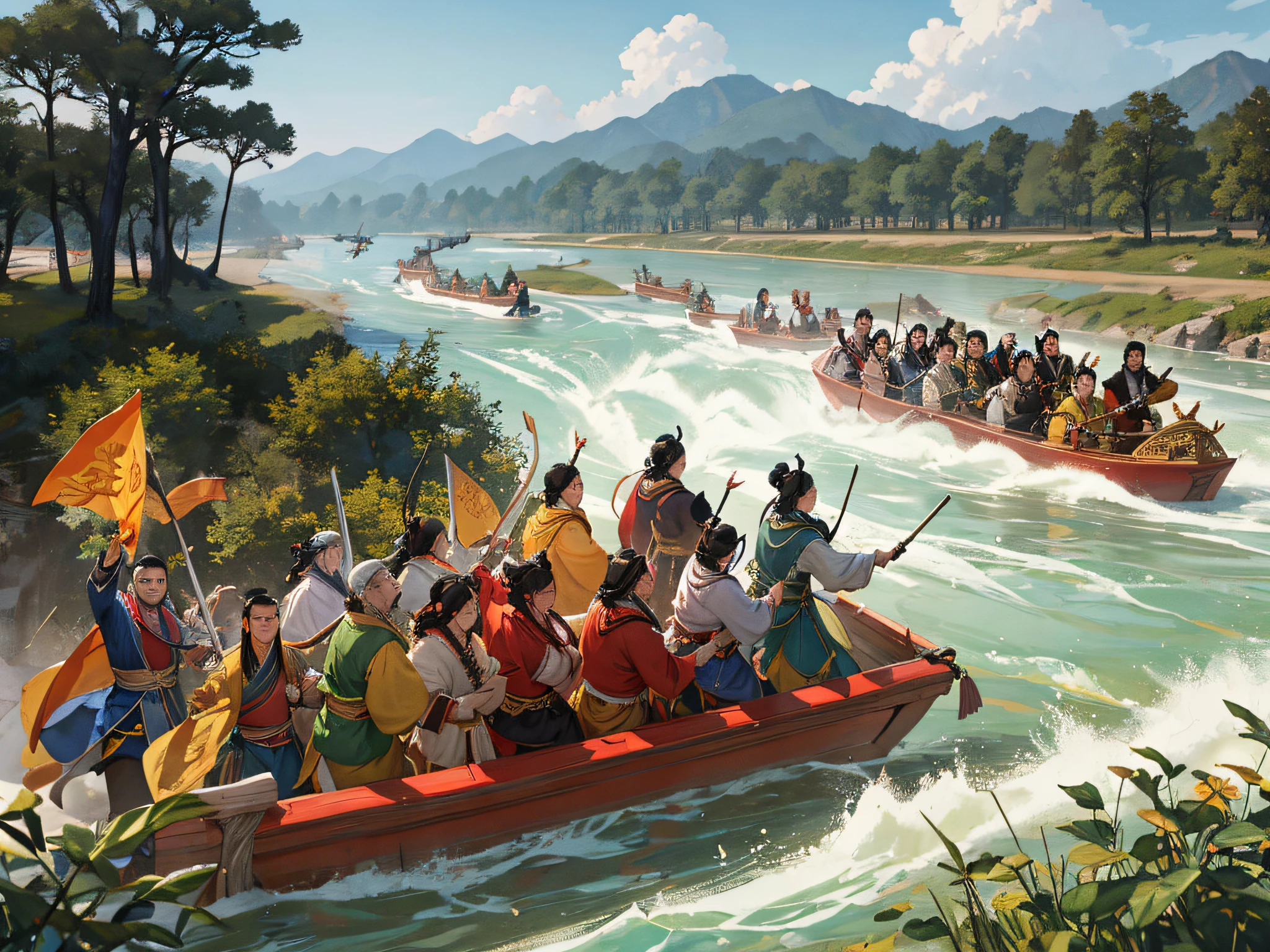 King Wu of Zhou led his army across the Yellow River,The princes met in Mengjin