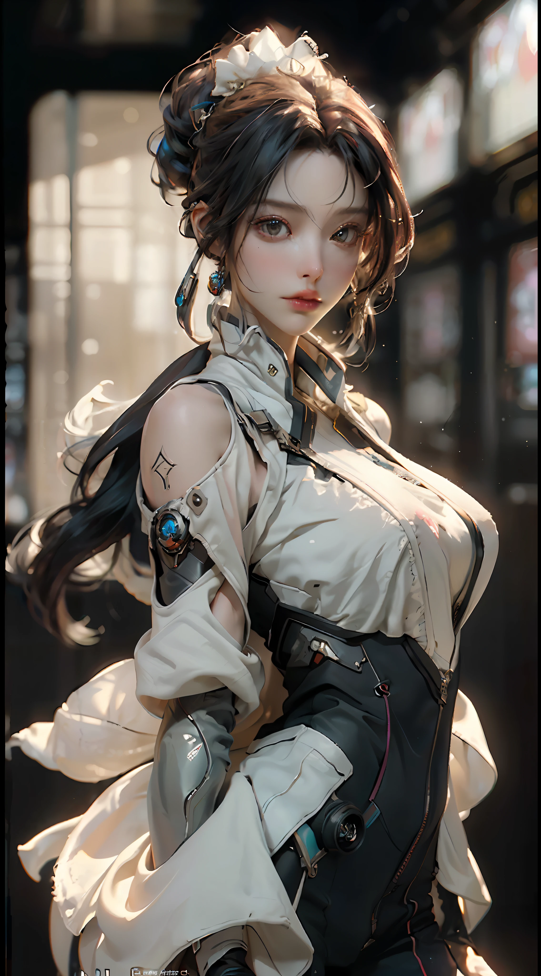 ((Best quality)), ((masterpiece)), (detailed:1.4), 3D, an image of a beautiful cyberpunk female,HDR (High Dynamic Range),Ray Tracing,NVIDIA RTX,Super-Resolution,Unreal 5,Subsurface scattering,PBR Texturing,Post-processing,Anisotropic Filtering,Depth-of-field,Maximum clarity and sharpness,Multi-layered textures,Albedo and Specular maps,Surface shading,Accurate simulation of light-material interaction,Perfect proportions,Octane Render,Two-tone lighting,Wide aperture,Low ISO,White balance,Rule of thirds,8K RAW,