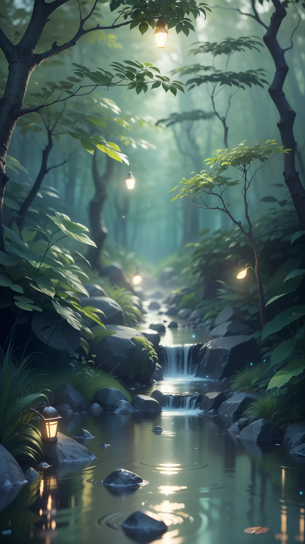 Masterpiece, best quality, (very detailed CG unified 8k wallpaper), (best quality), (best illustration), (best shadow), glowing elf with a glowing deer, drinking water in the pool, natural elements in forest theme. Mysterious forest, beautiful forest, nature, surrounded by flowers, delicate leaves and branches surrounded by fireflies (natural elements), (jungle theme), (leaves), (branches), (fireflies), (particle effects) and other 3D, Octane rendering, ray tracing, super detailed , deer --v6
